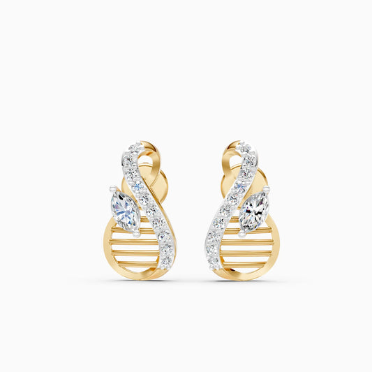 Striped Teardrop Twist Pavé and Marquise Diamond Stud Earrings