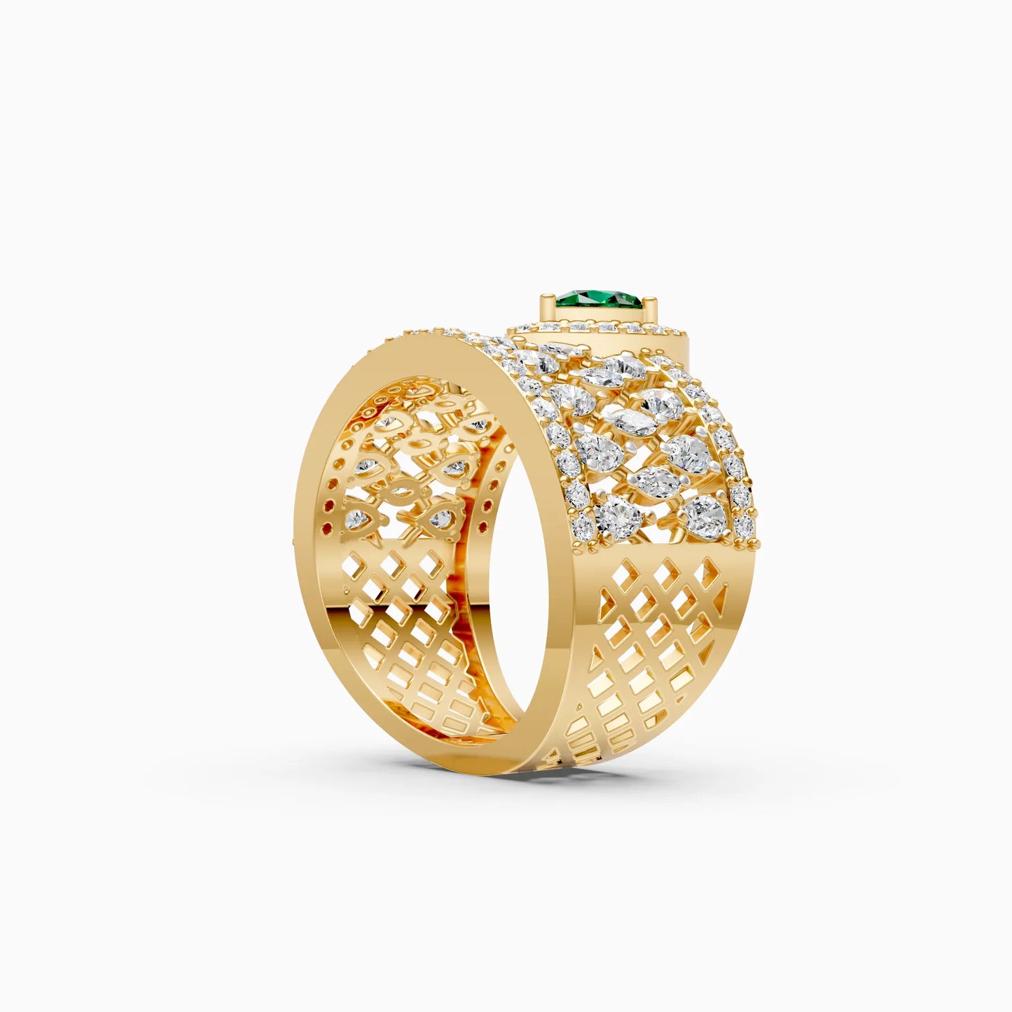 Pear Green Stone Lattice Ring