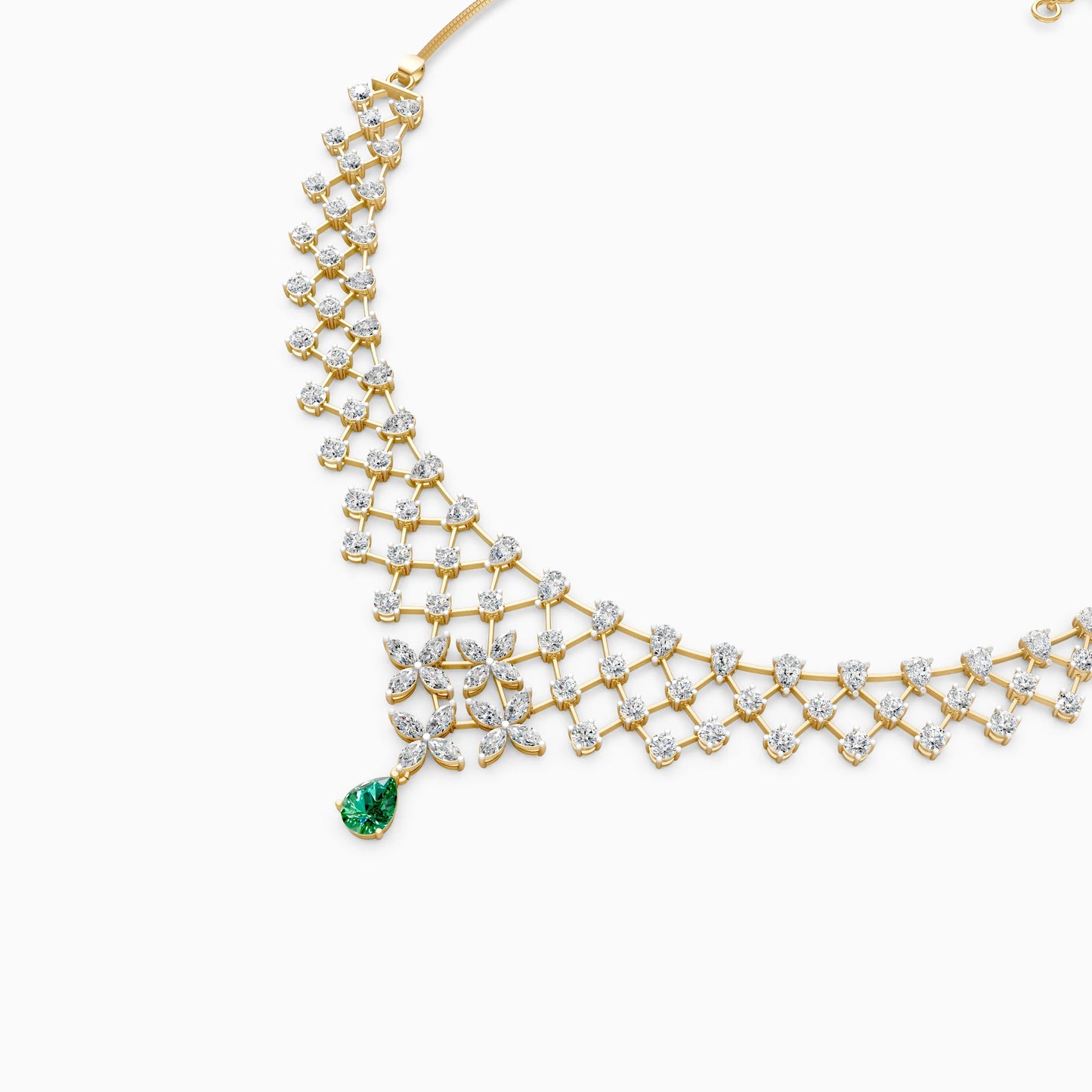 Diamond Lattice Pear Drop Necklace