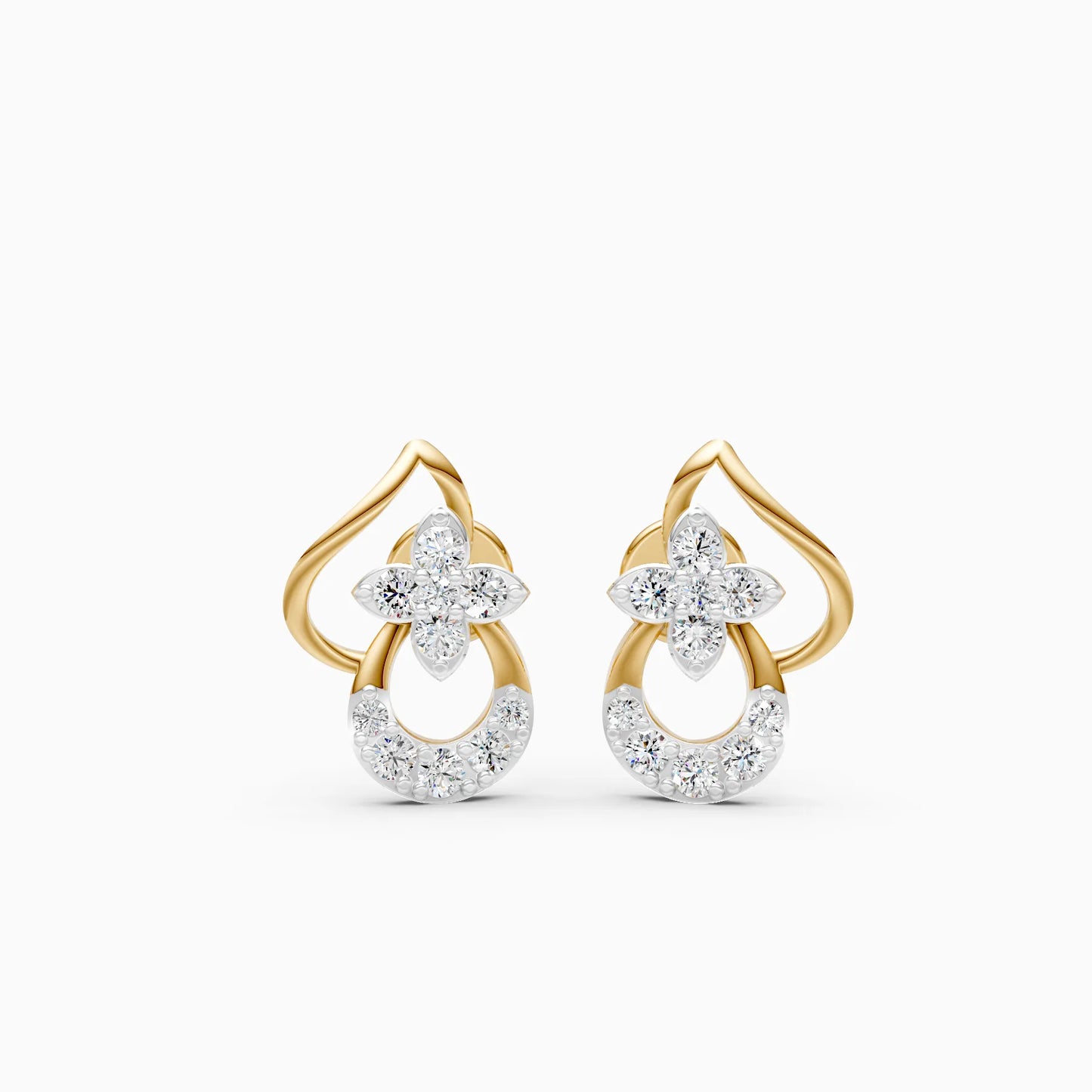 Floral Cluster Earrings with Open Teardrop Frame