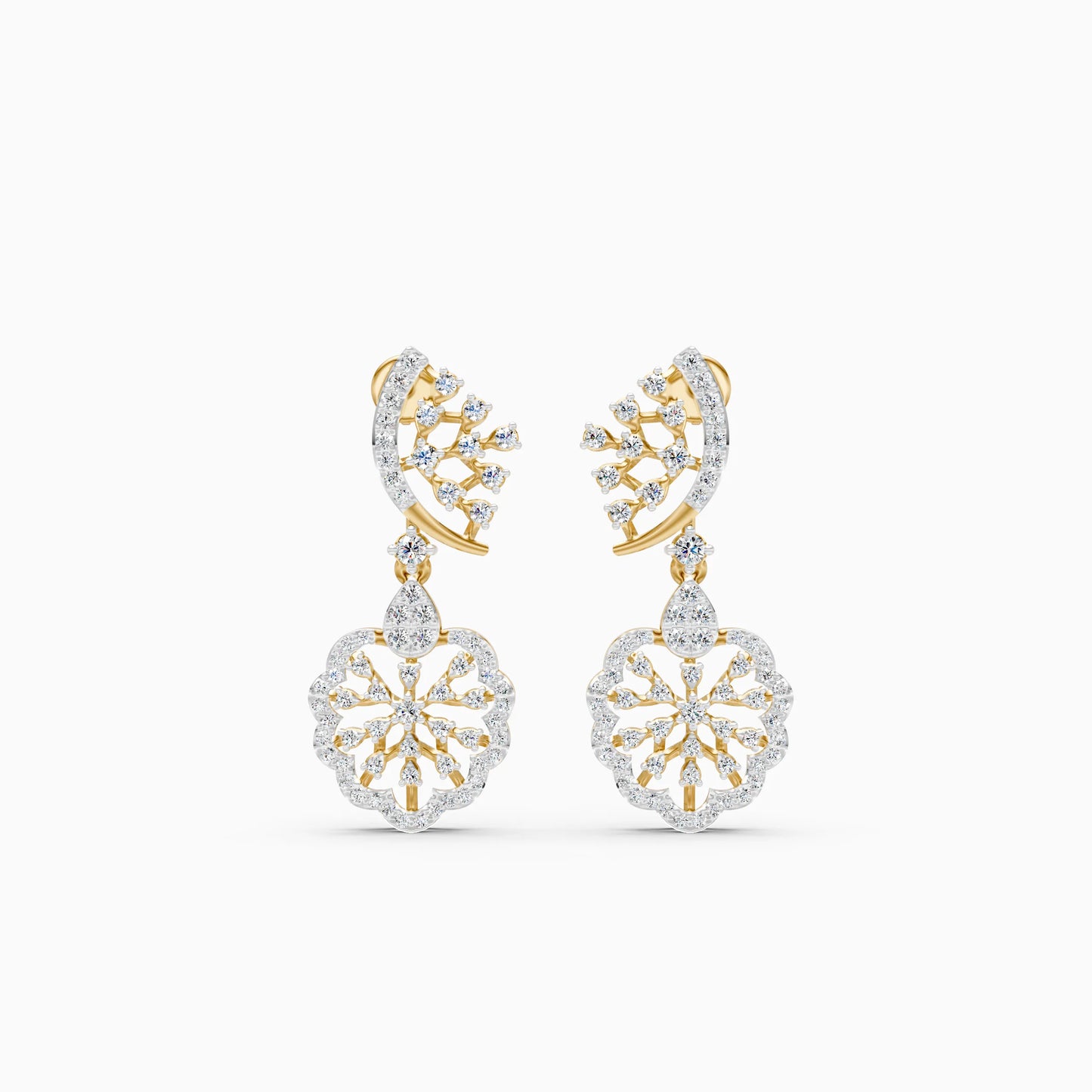 Diamond Rosette Drop Earrings
