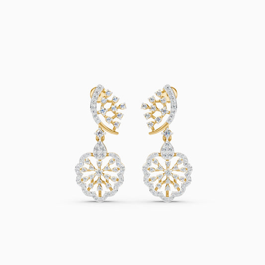 Diamond Rosette Drop Earrings