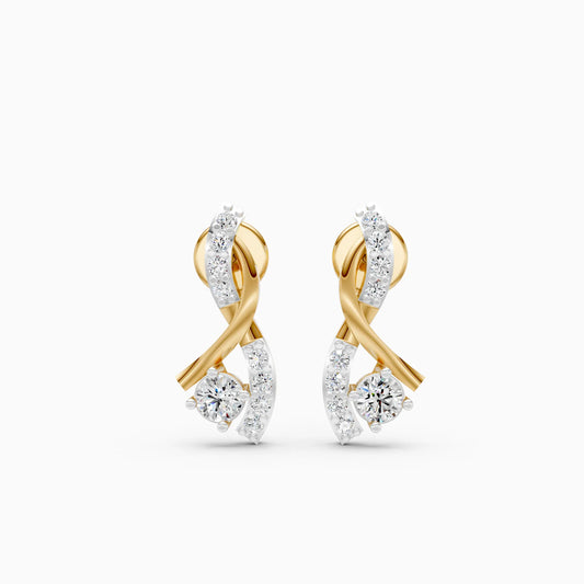 Infinity Twist Pavé and Solitaire Diamond Stud Earrings