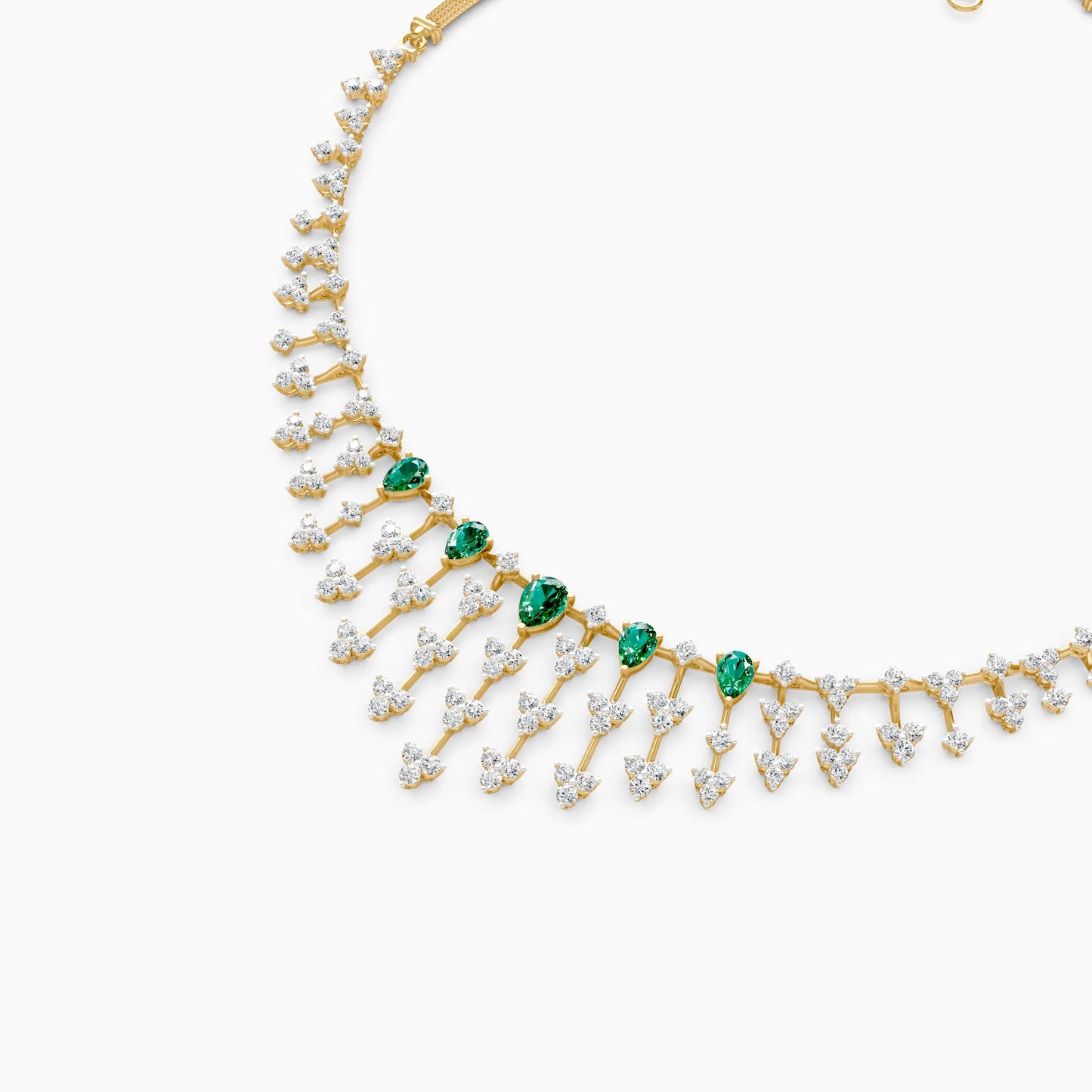 Pear Green Stone Fringe Necklace