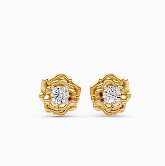 Blooming Rose Solitaire Stud Earrings