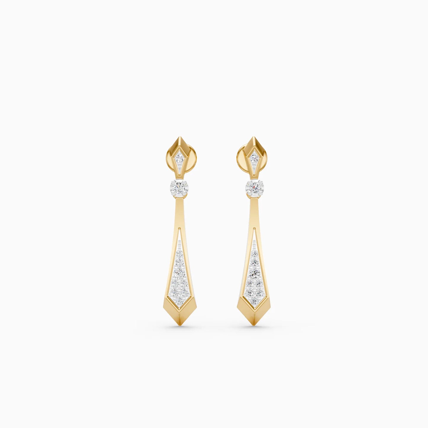 Geometric Diamond Drop Bar Earrings
