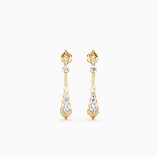 Geometric Diamond Drop Bar Earrings
