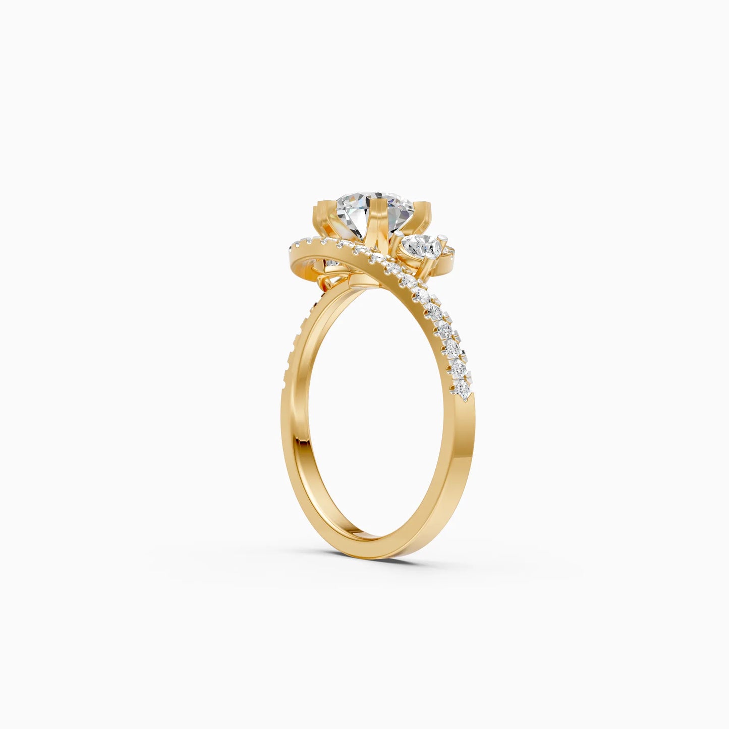 Round Diamond Swirl Ring