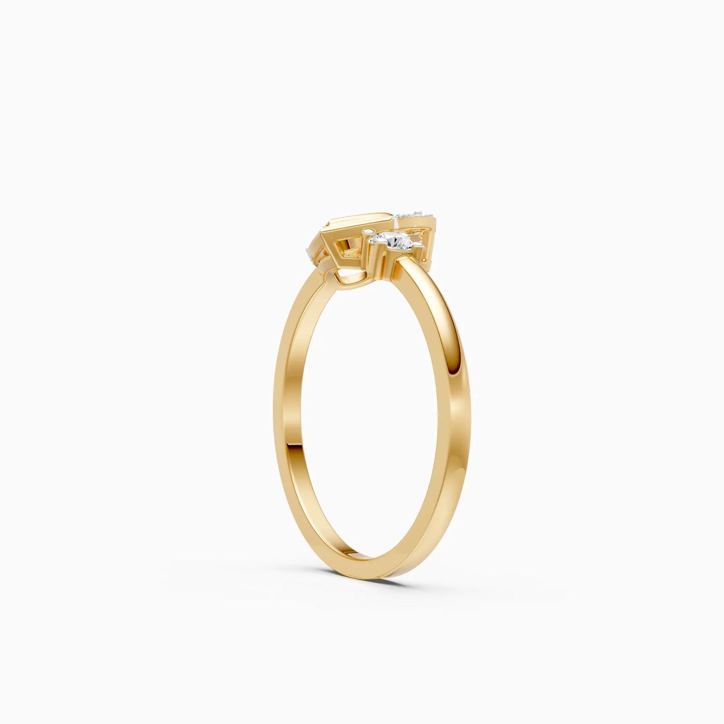 Diamond Ring with Open Gold Heart