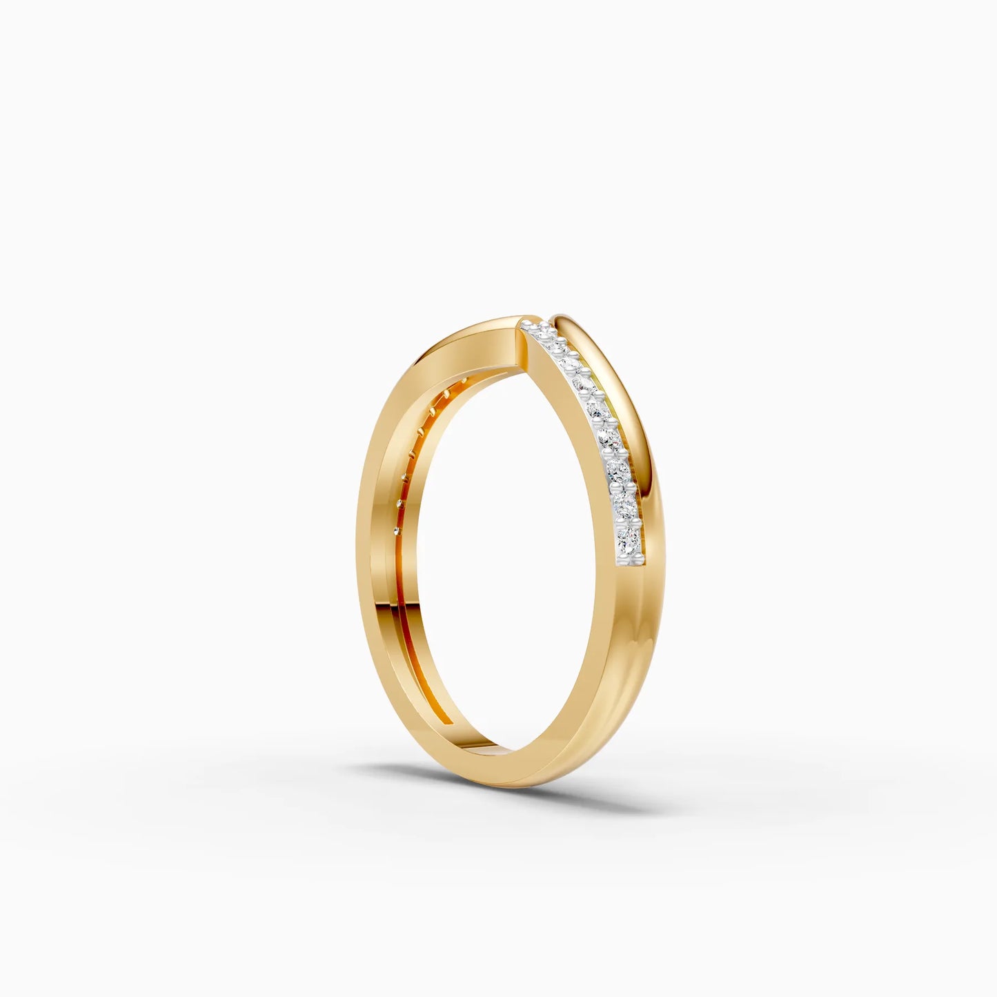 Double Band Chevron Pavé Ring