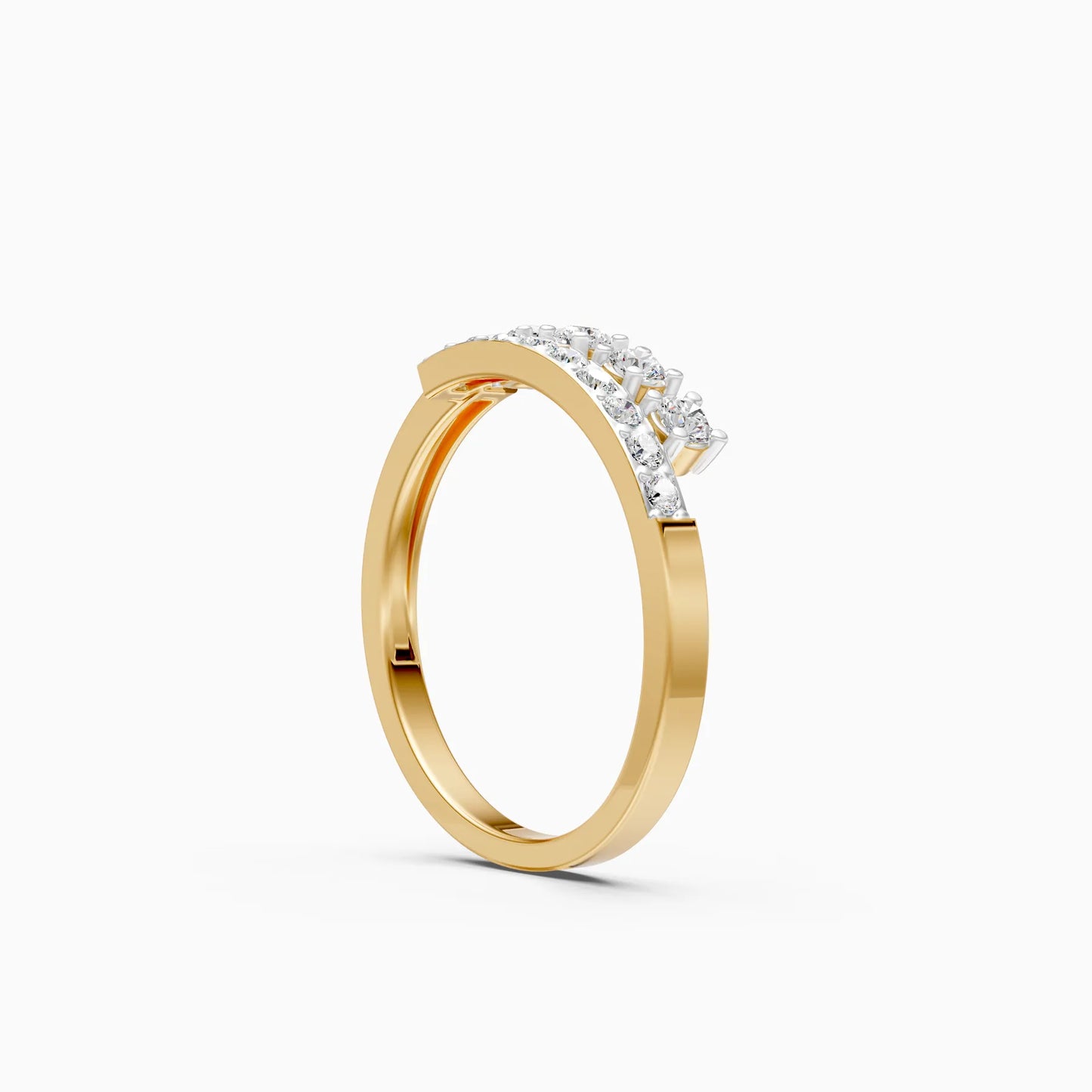 Double Row Diamond Ring with Blue Enamel Accent
