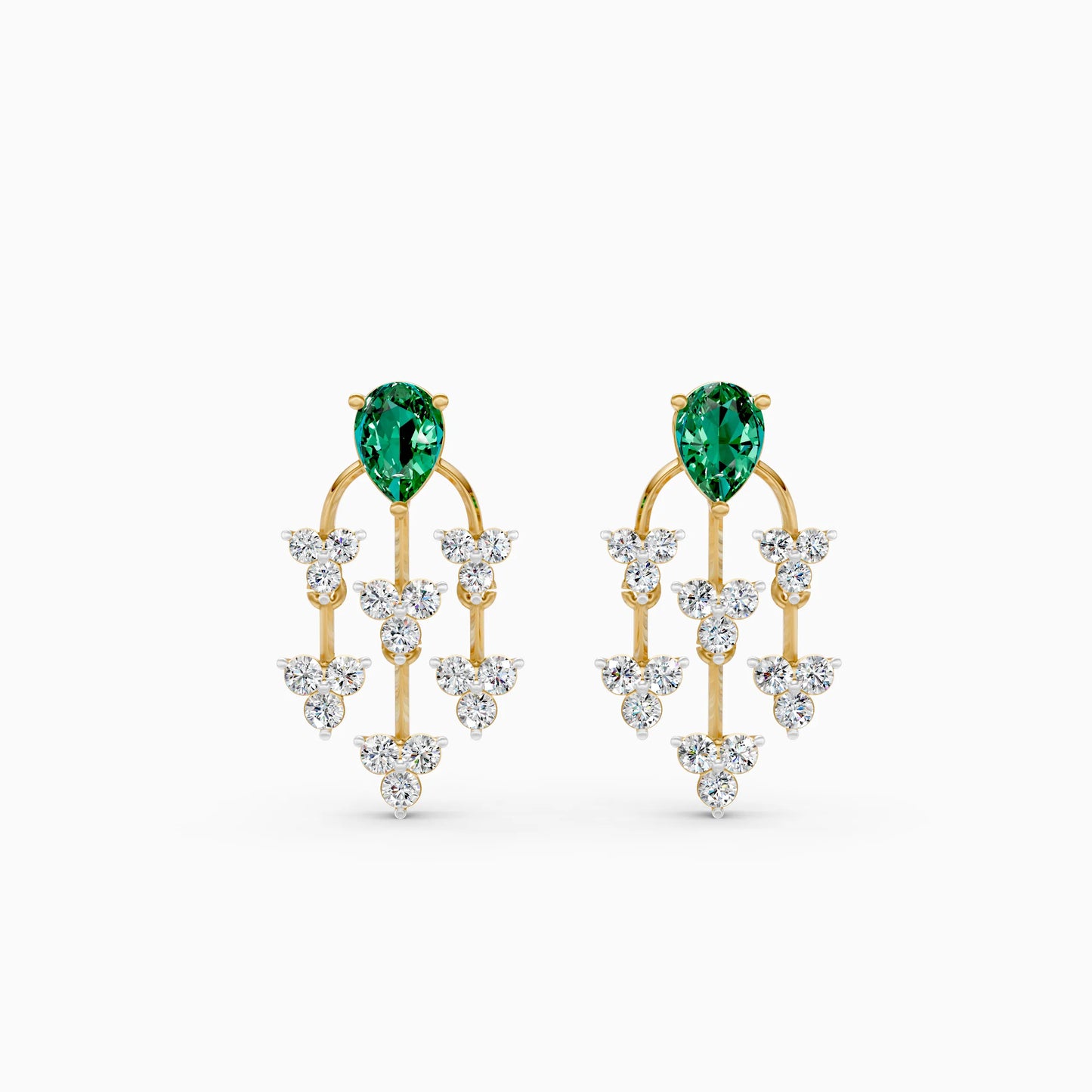Pear Green Stone Chandelier Earrings