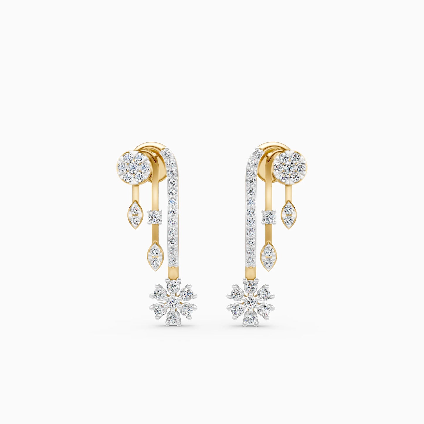 Diamond Cascade Snowflake Earrings