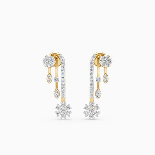 Diamond Cascade Snowflake Earrings