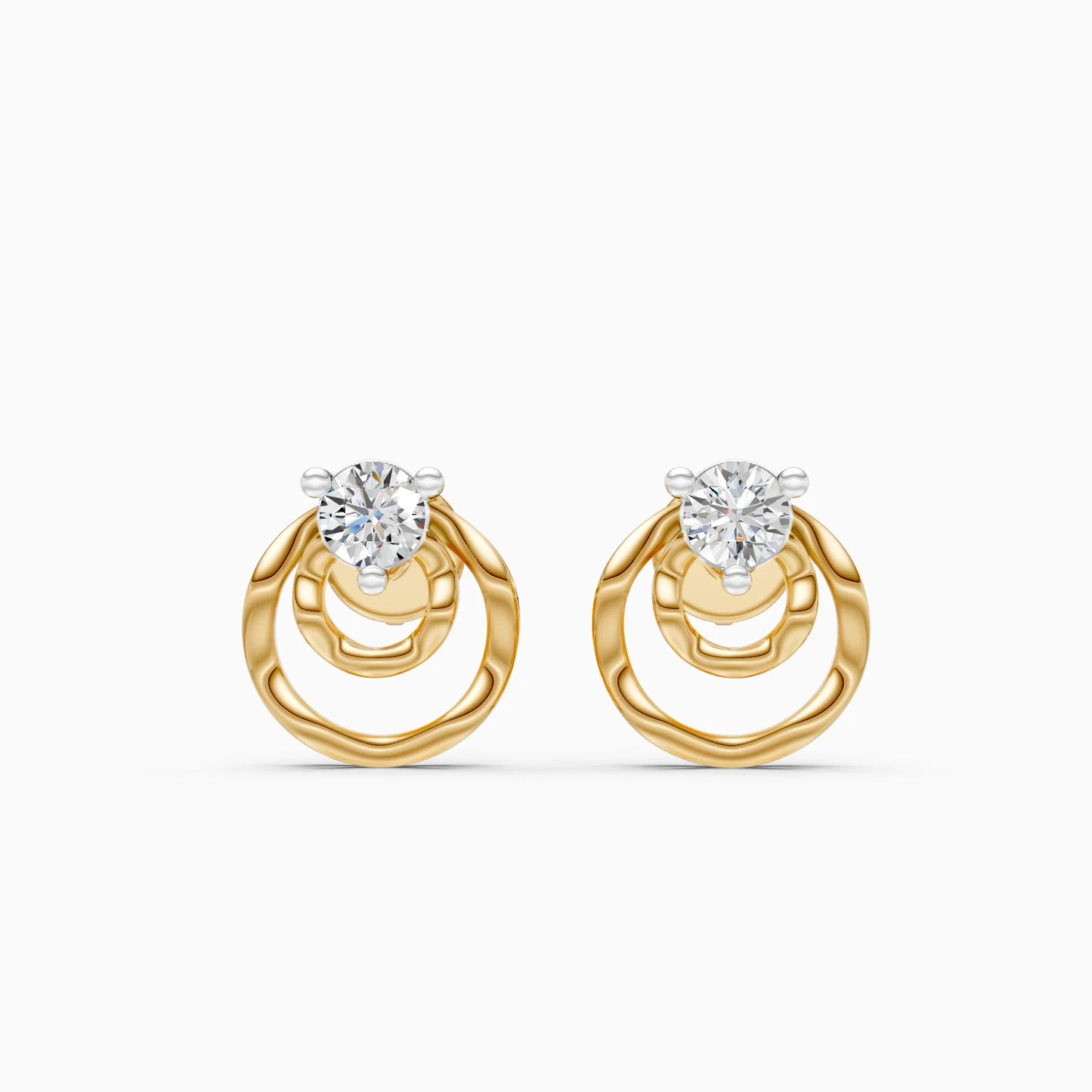 Double Interlocking Circle Solitaire Diamond Stud Earrings