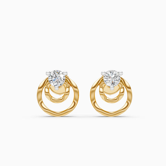 Double Interlocking Circle Solitaire Diamond Stud Earrings