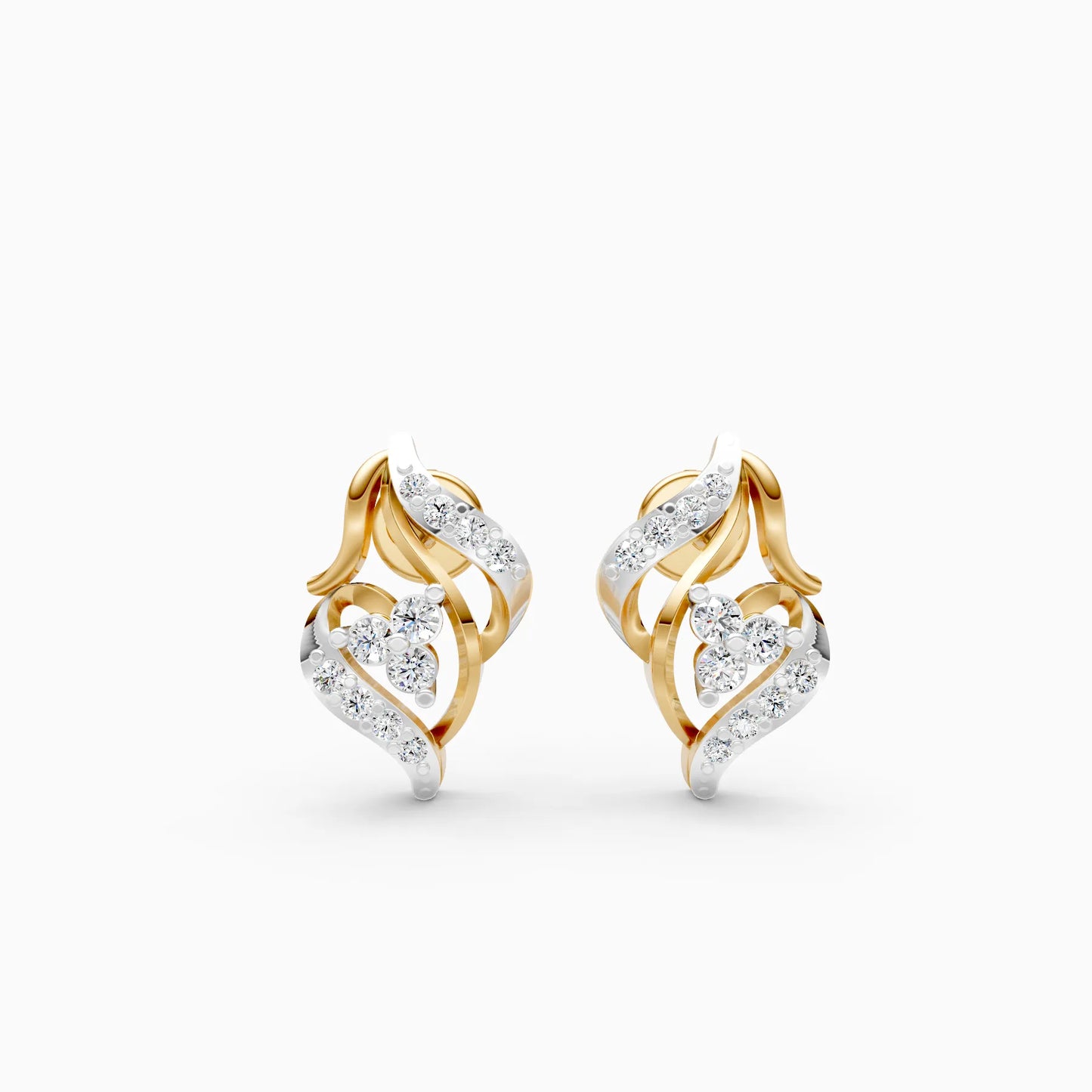 Floral Heart Swirl Stud Earrings
