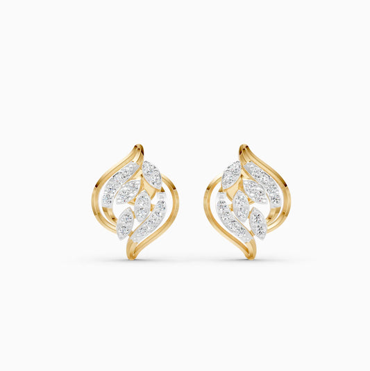 Cascading Leaf Diamond Stud Earrings