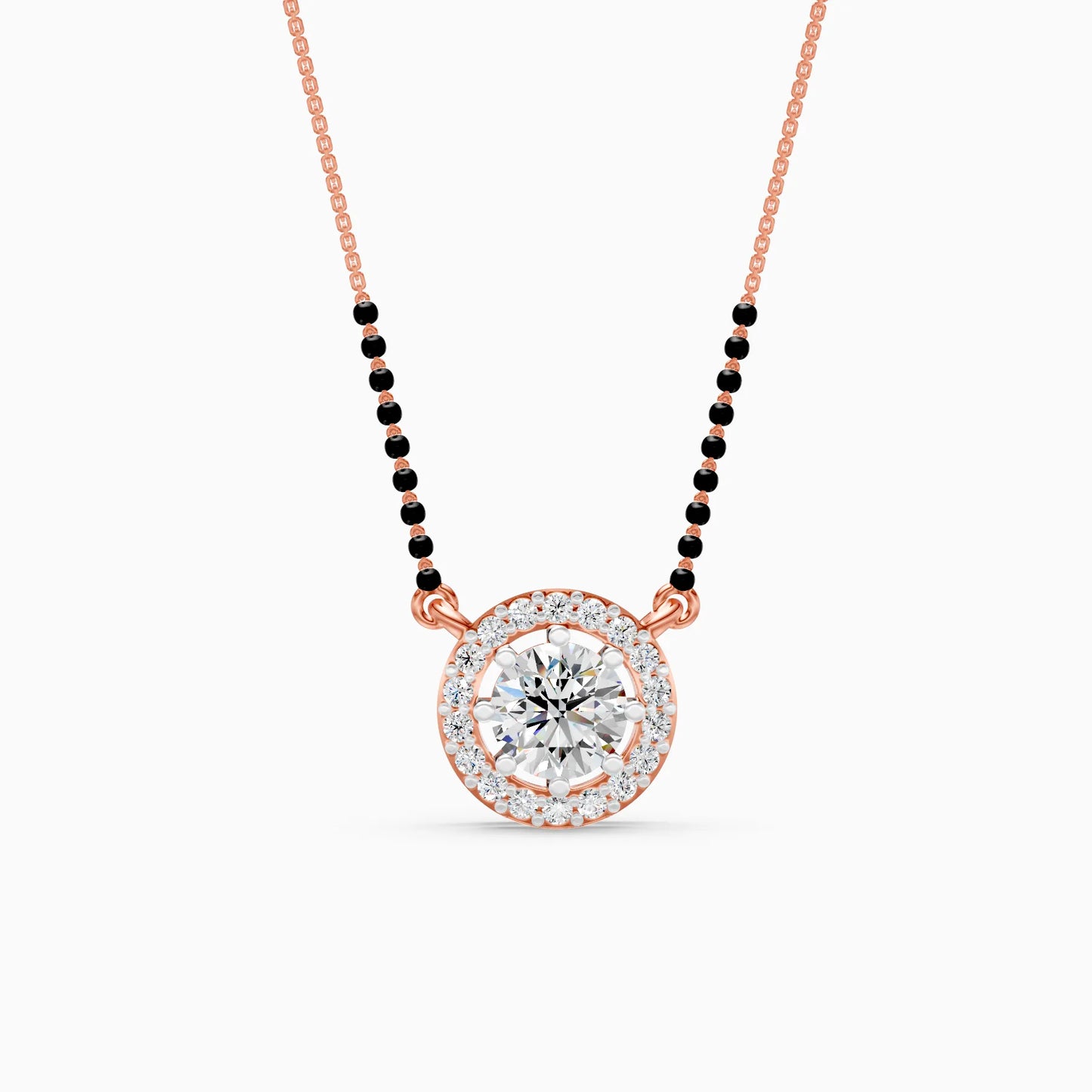 Round Halo Mangalsutra Pendant
