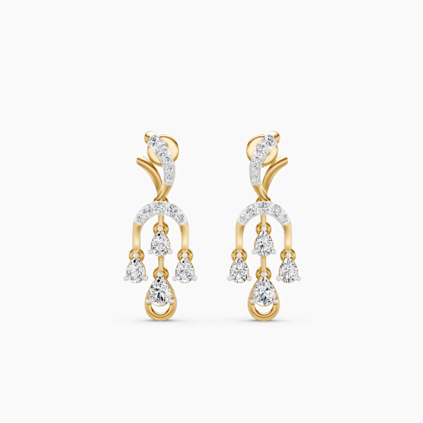 Pear Green Stone Fan Drop Earrings