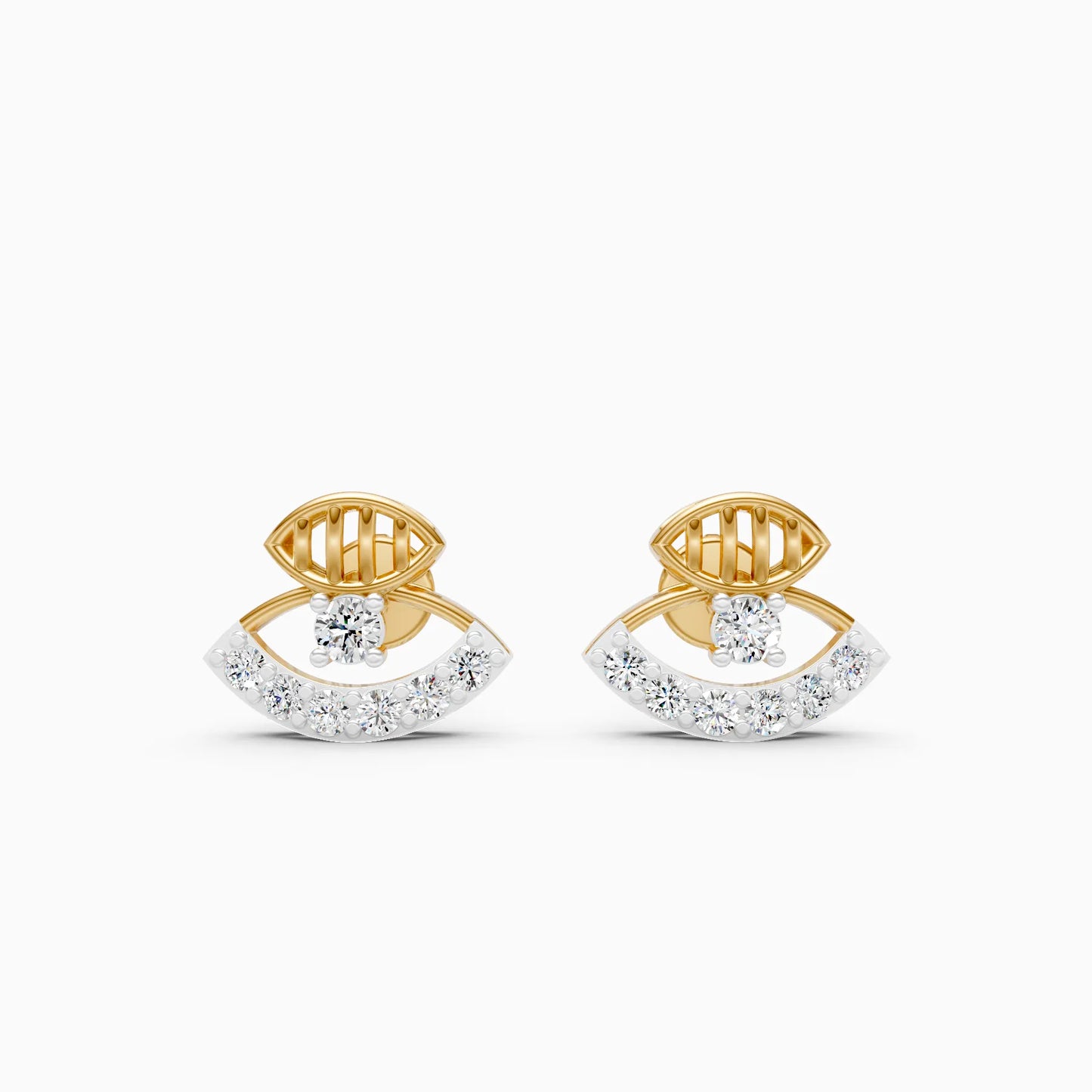 Evil Eye Leaf Accent Stud Earrings