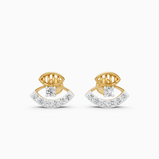 Evil Eye Leaf Accent Stud Earrings