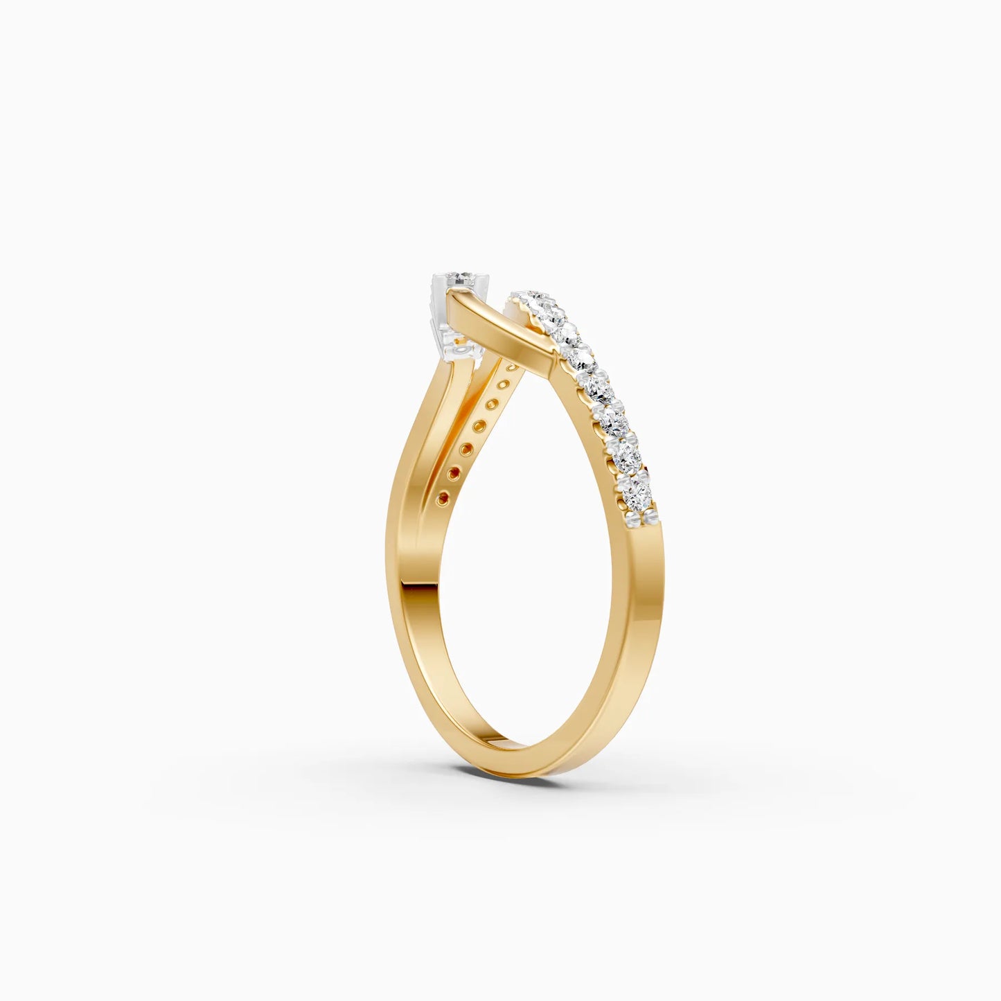 Double Row Ring with Centre Diamond Trio