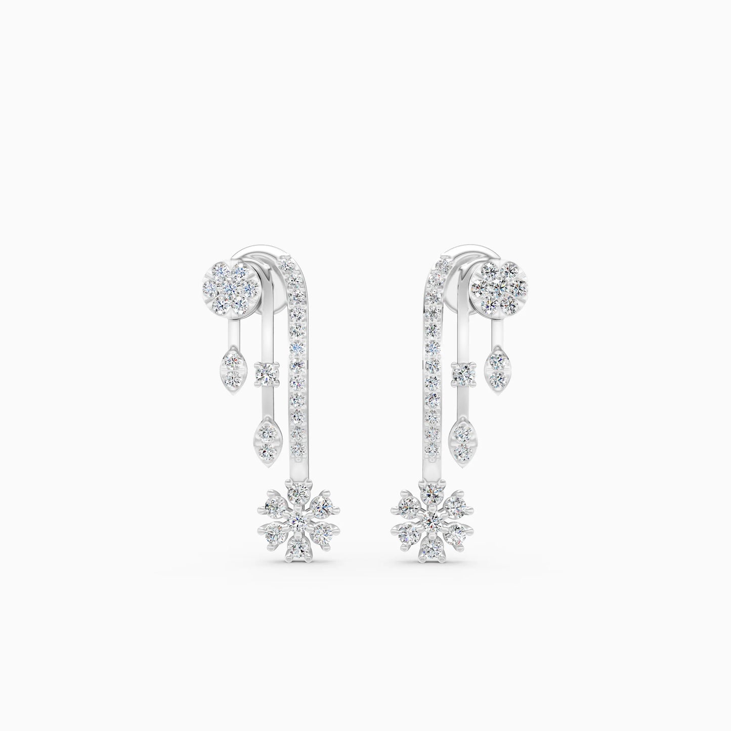 Diamond Cascade Snowflake Earrings