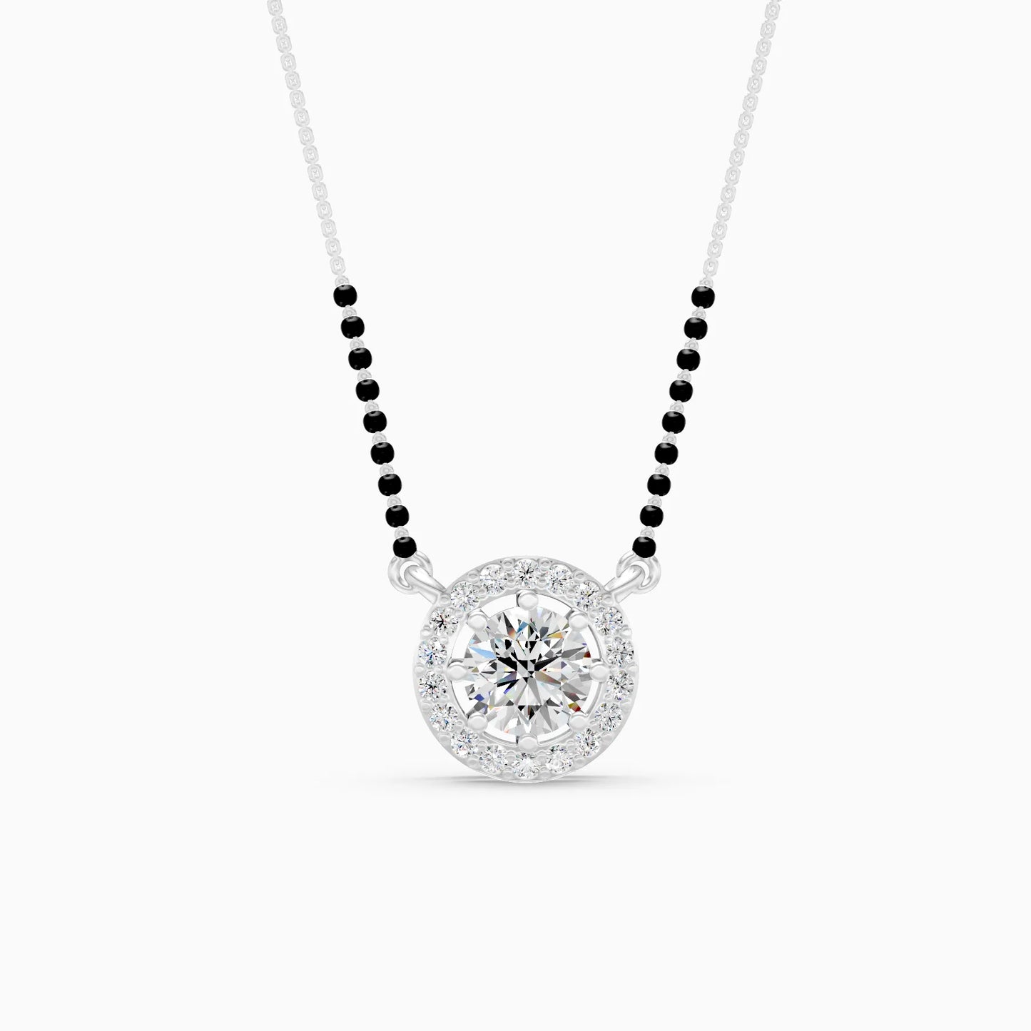 Round Halo Mangalsutra Pendant