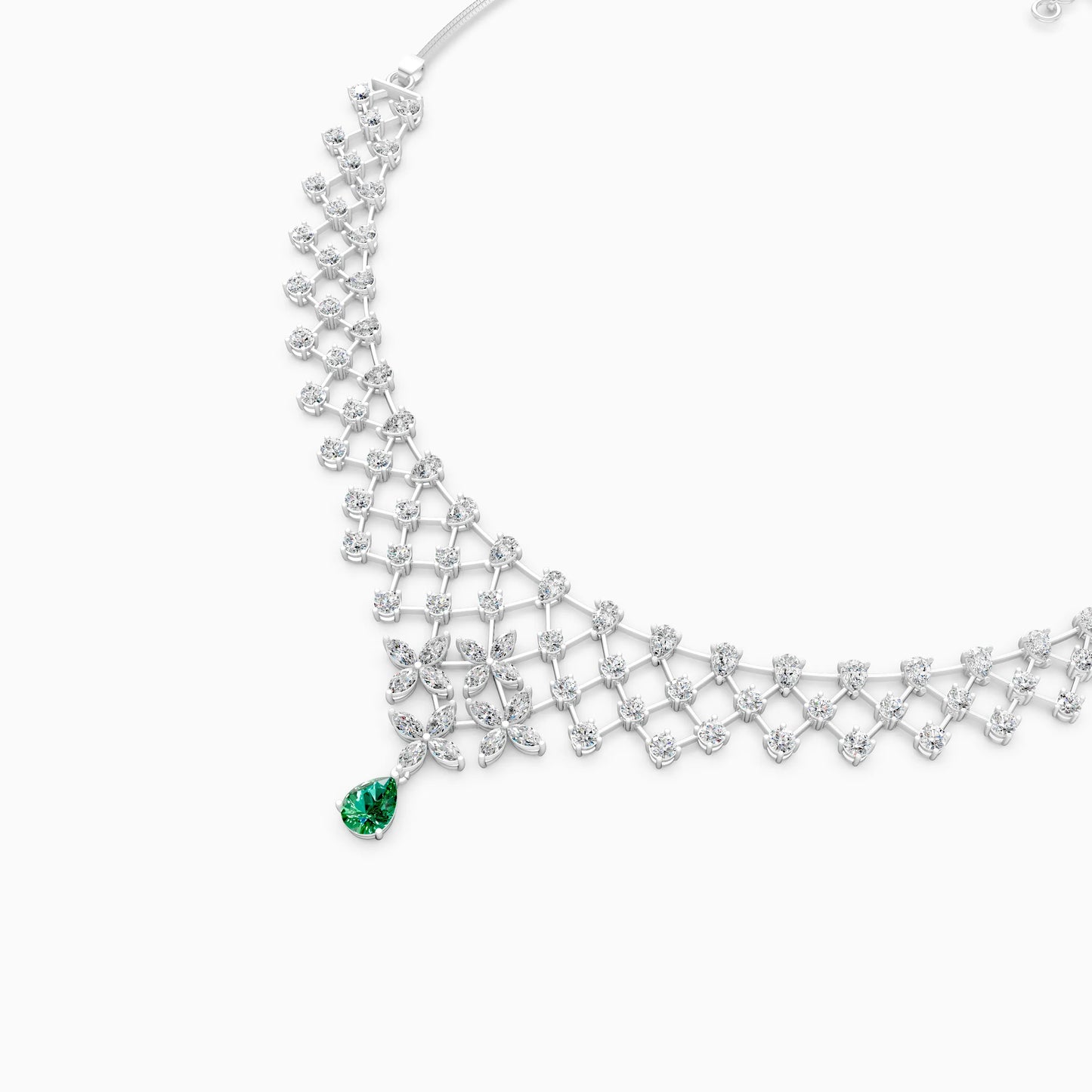 Diamond Lattice Pear Drop Necklace