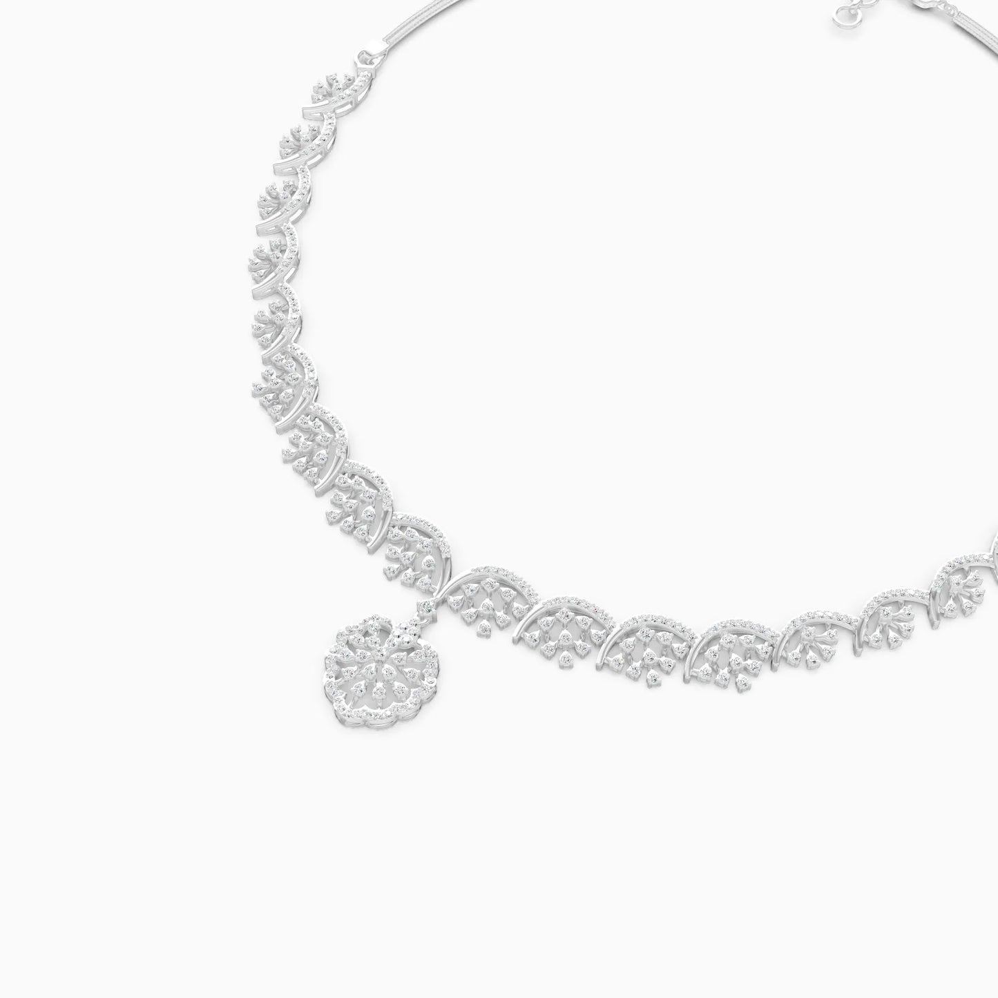 Diamond Fan Motif Necklace