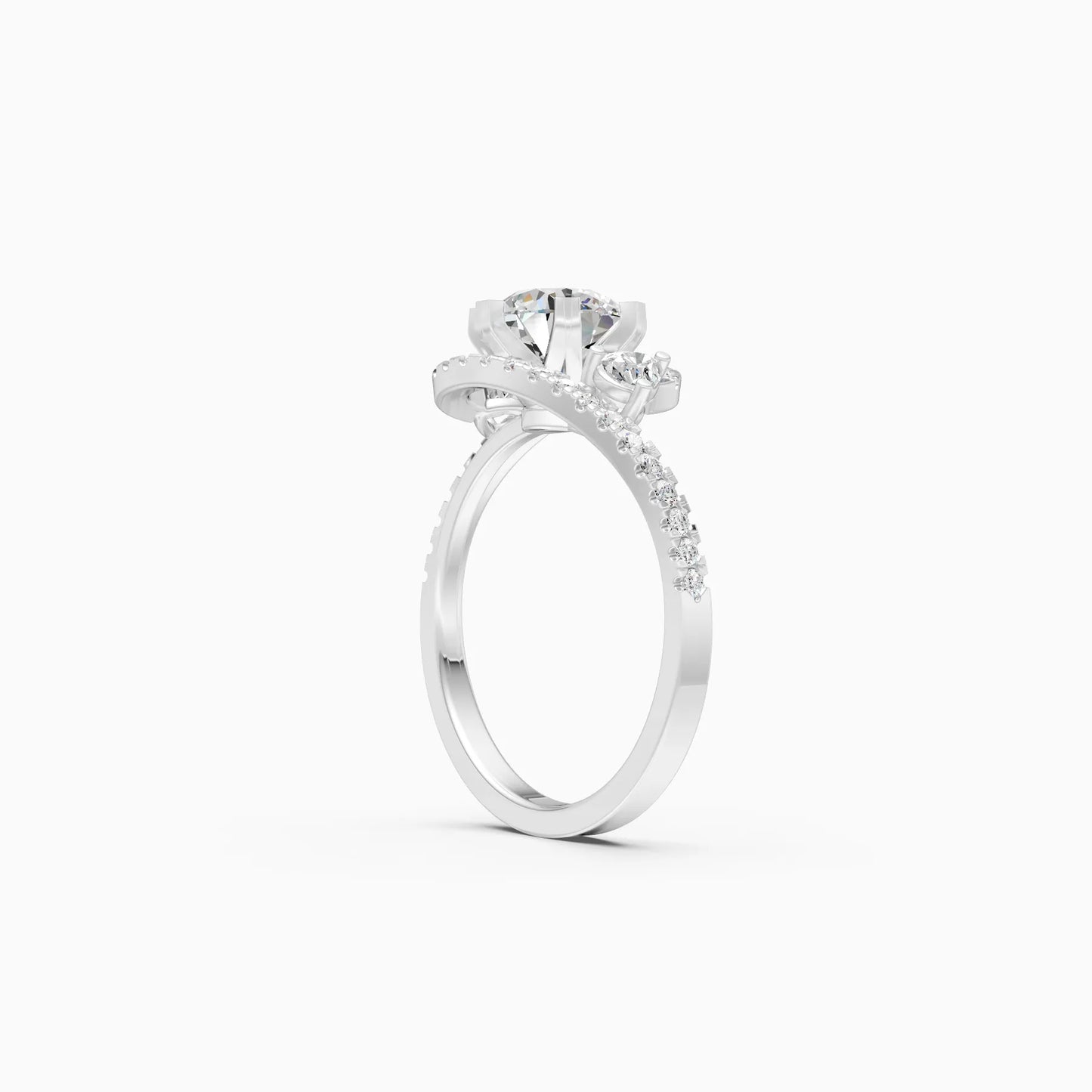 Round Diamond Swirl Ring