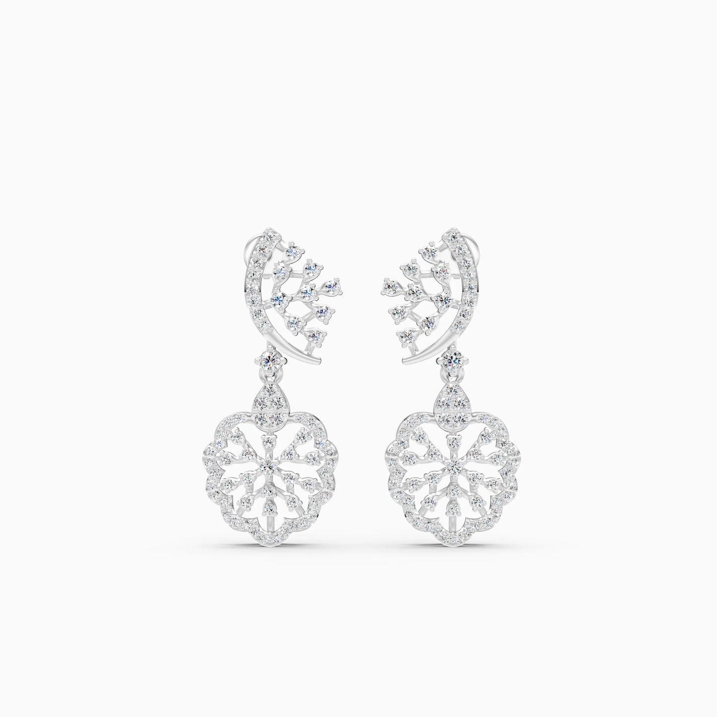 Diamond Rosette Drop Earrings