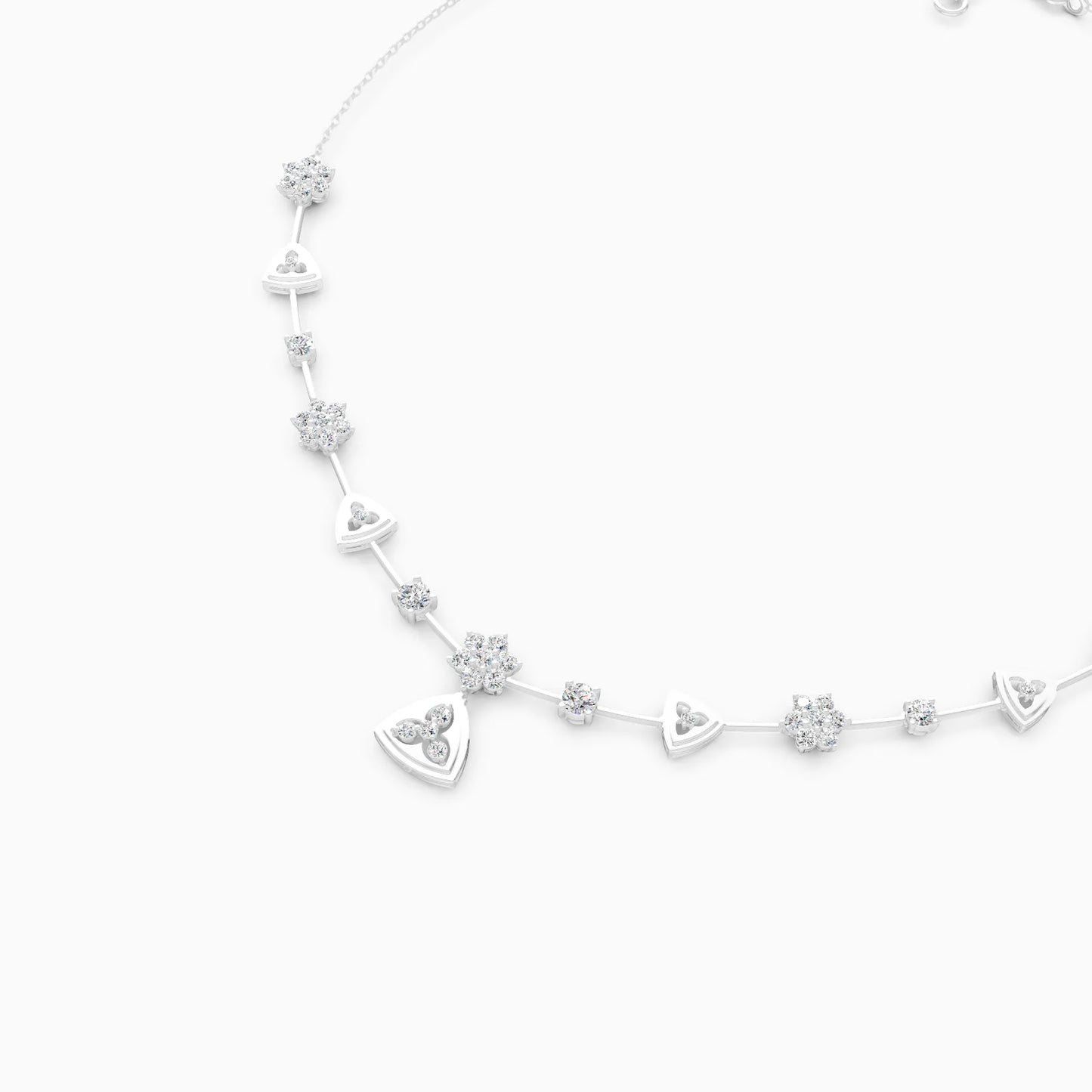 Floral Trillion Station Necklace