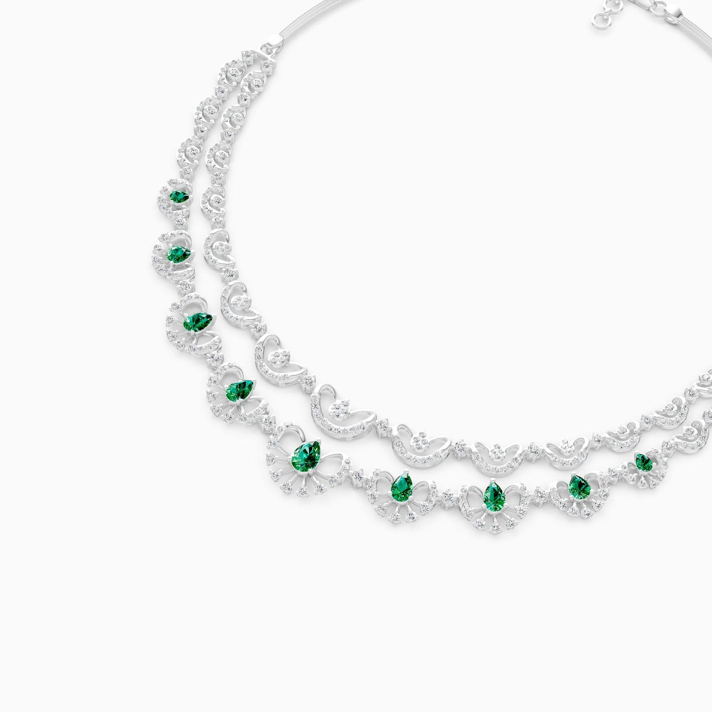 Pear Green Stone Scallop Necklace