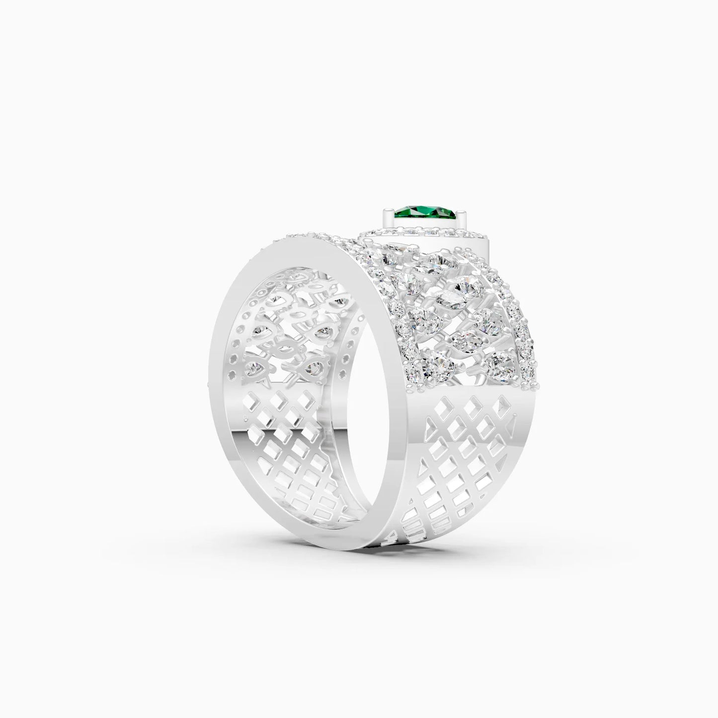 Pear Green Stone Lattice Ring