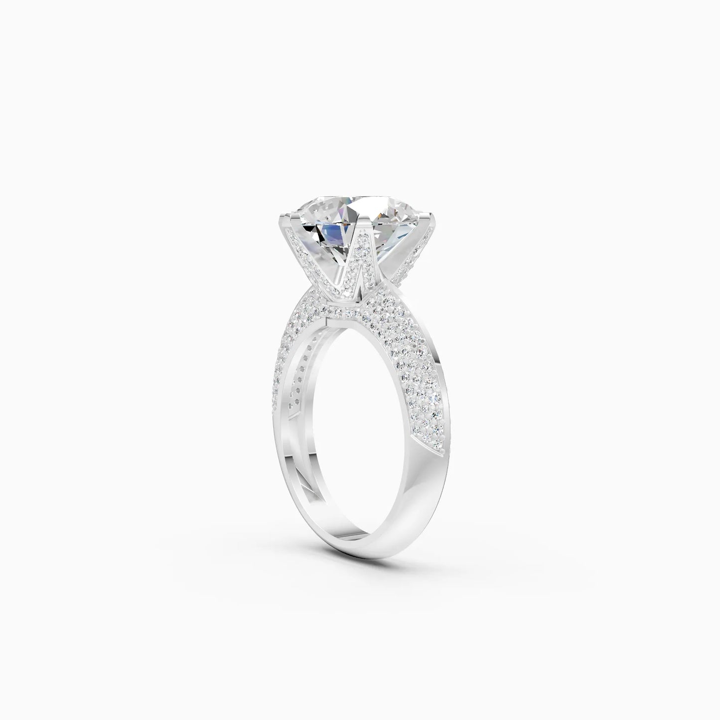 Round Solitaire Pavé Ring