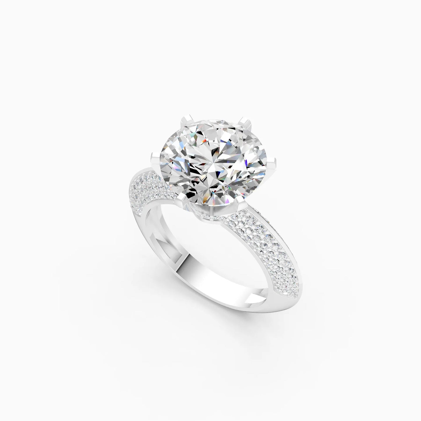 Round Solitaire Pavé Ring