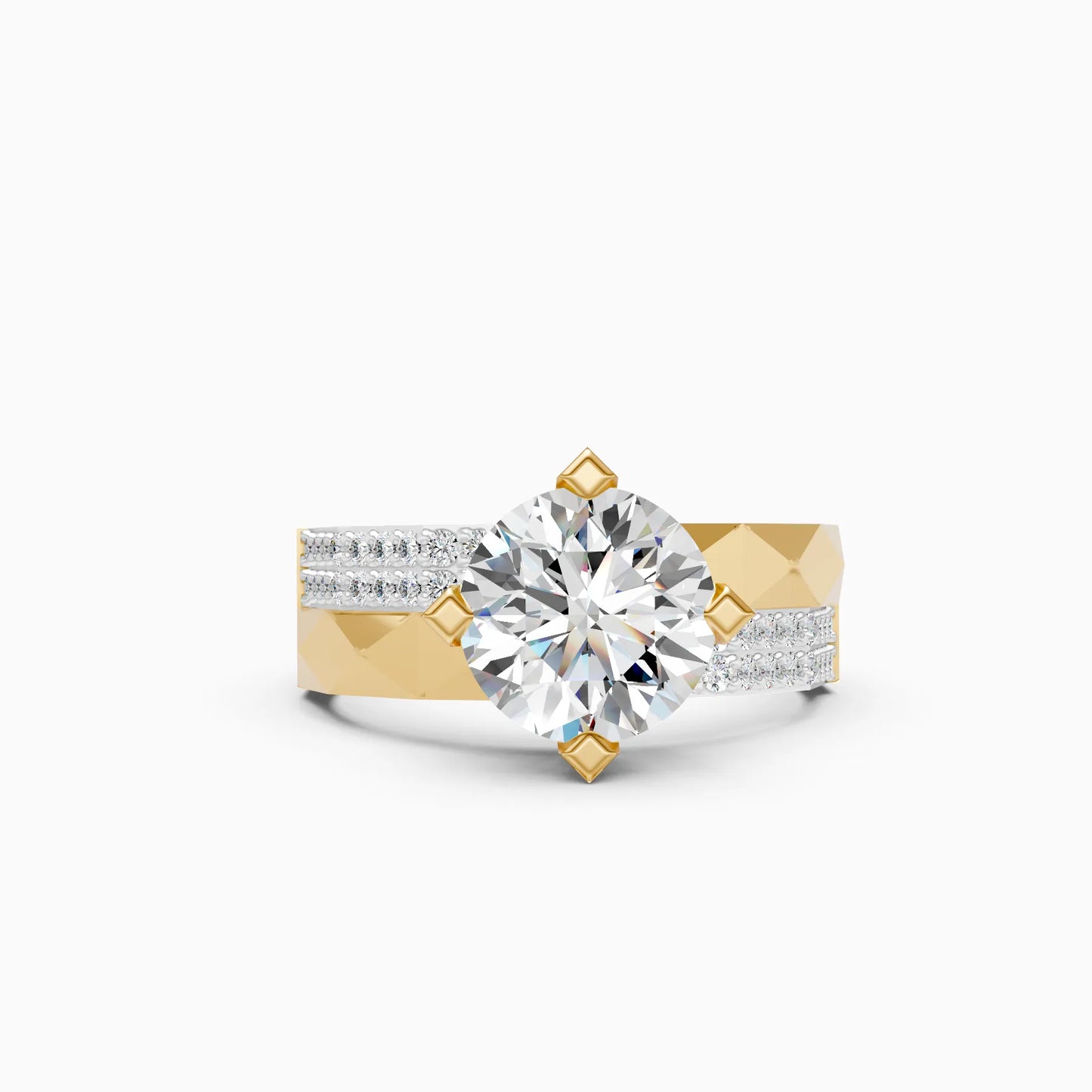 Round Faceted Solitaire Ring