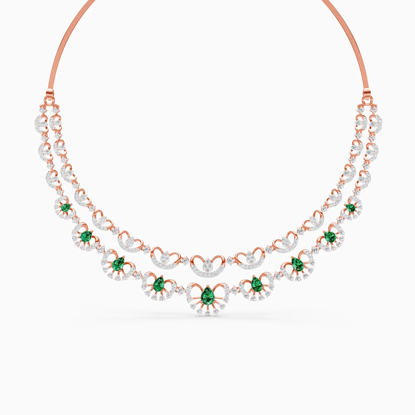 Pear Green Stone Scallop Necklace