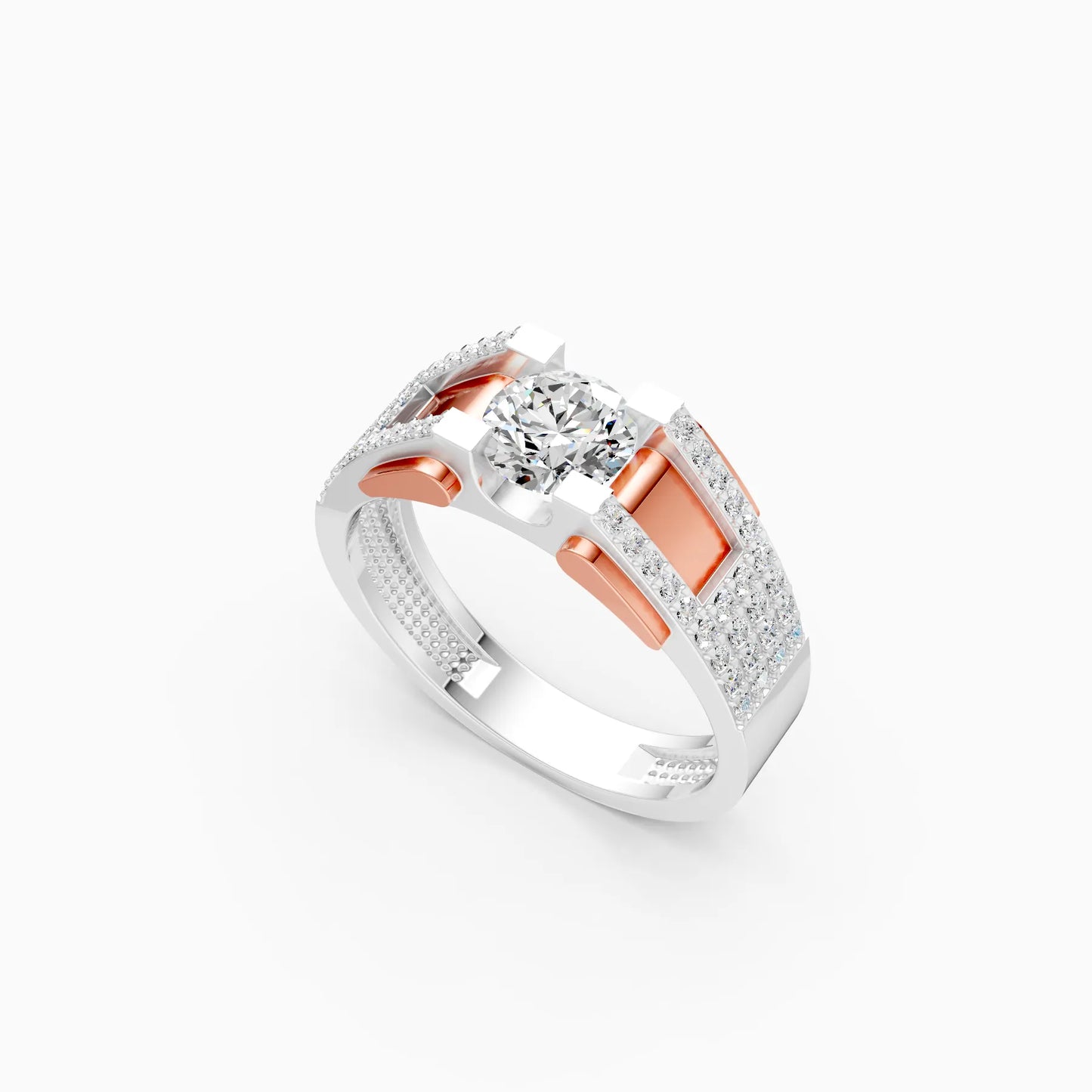 Two-Tone Geometric Band Ring