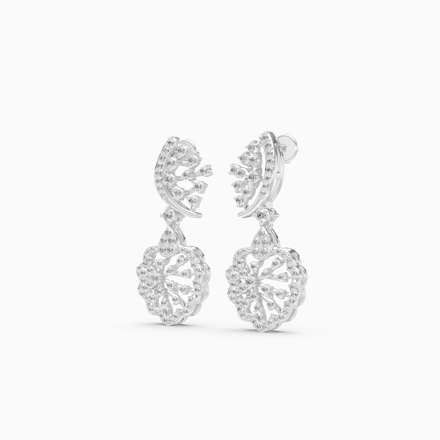 Diamond Rosette Drop Earrings