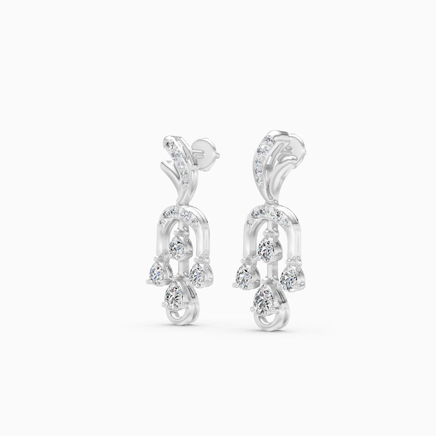Pear Green Stone Fan Drop Earrings
