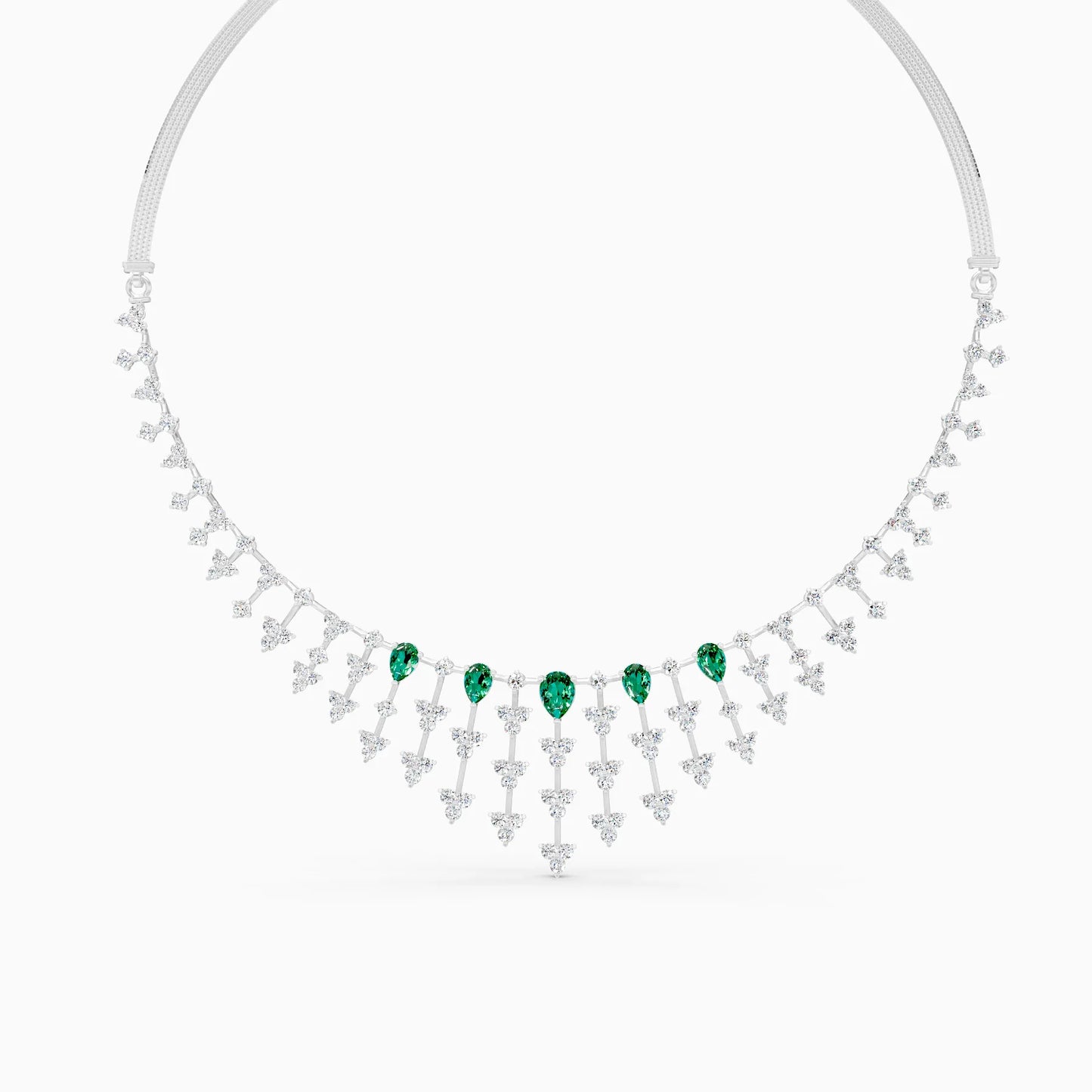 Pear Green Stone Fringe Necklace