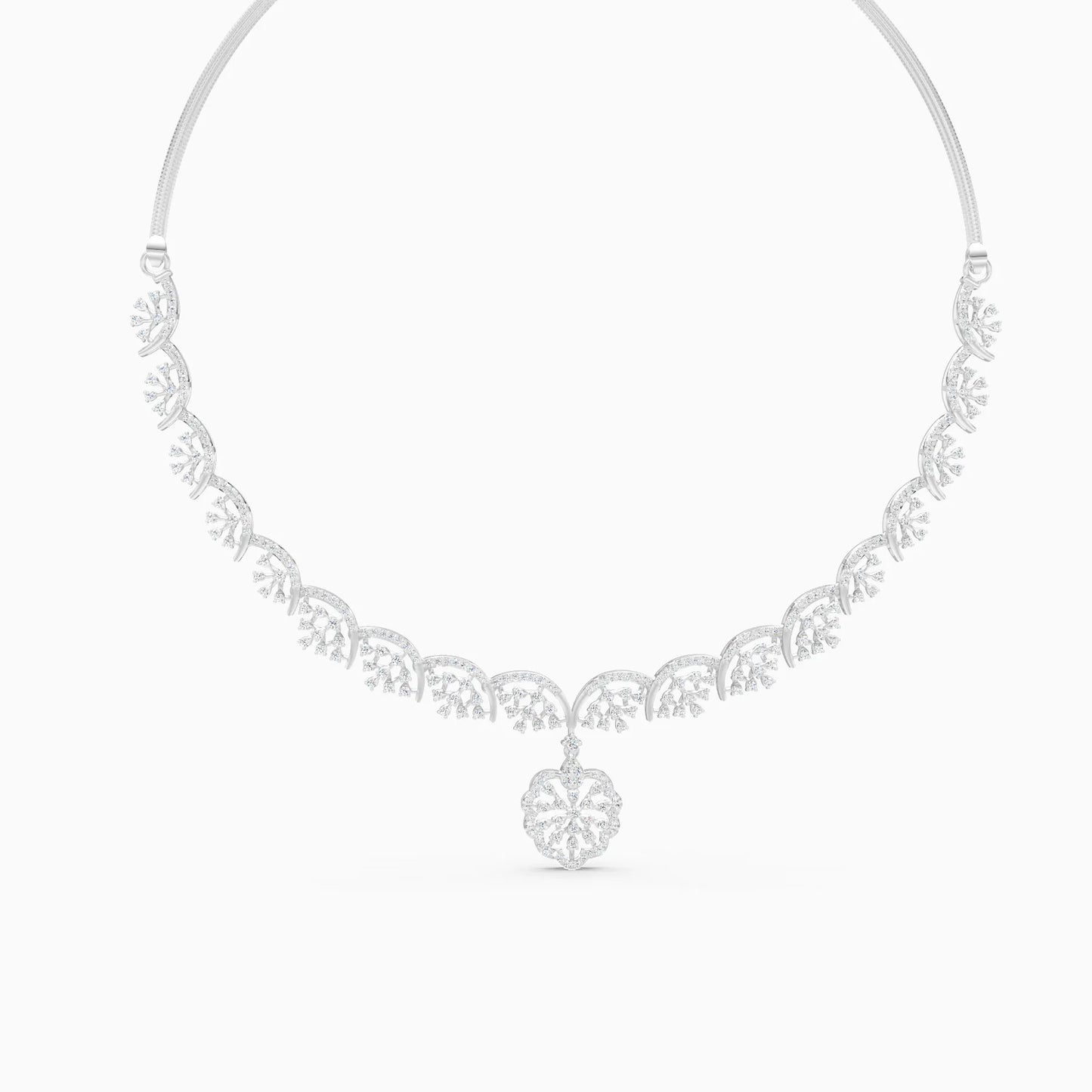 Diamond Fan Motif Necklace