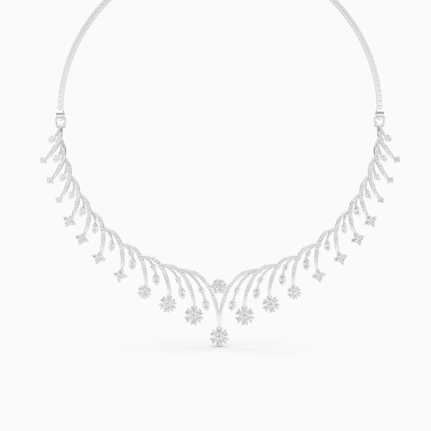 Sunburst Diamond Fringe Necklace