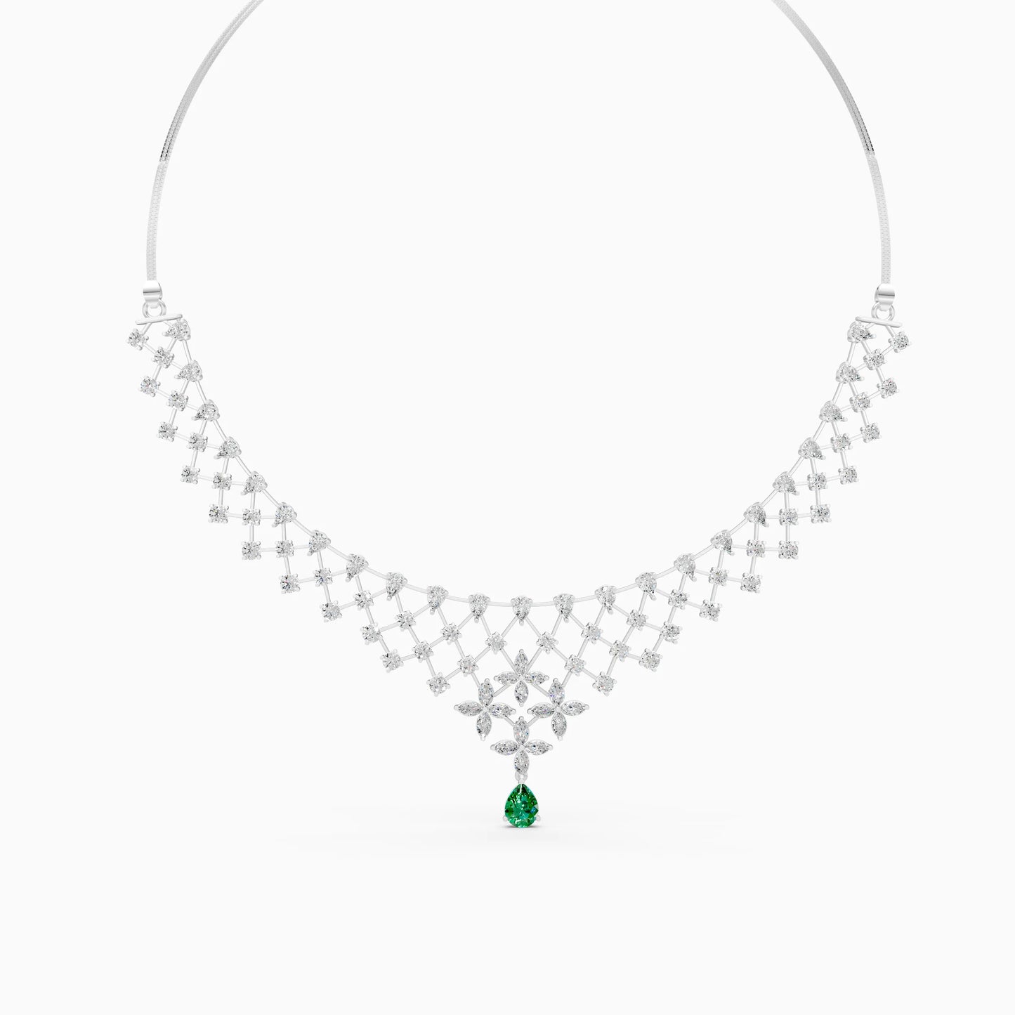 Diamond Lattice Pear Drop Necklace