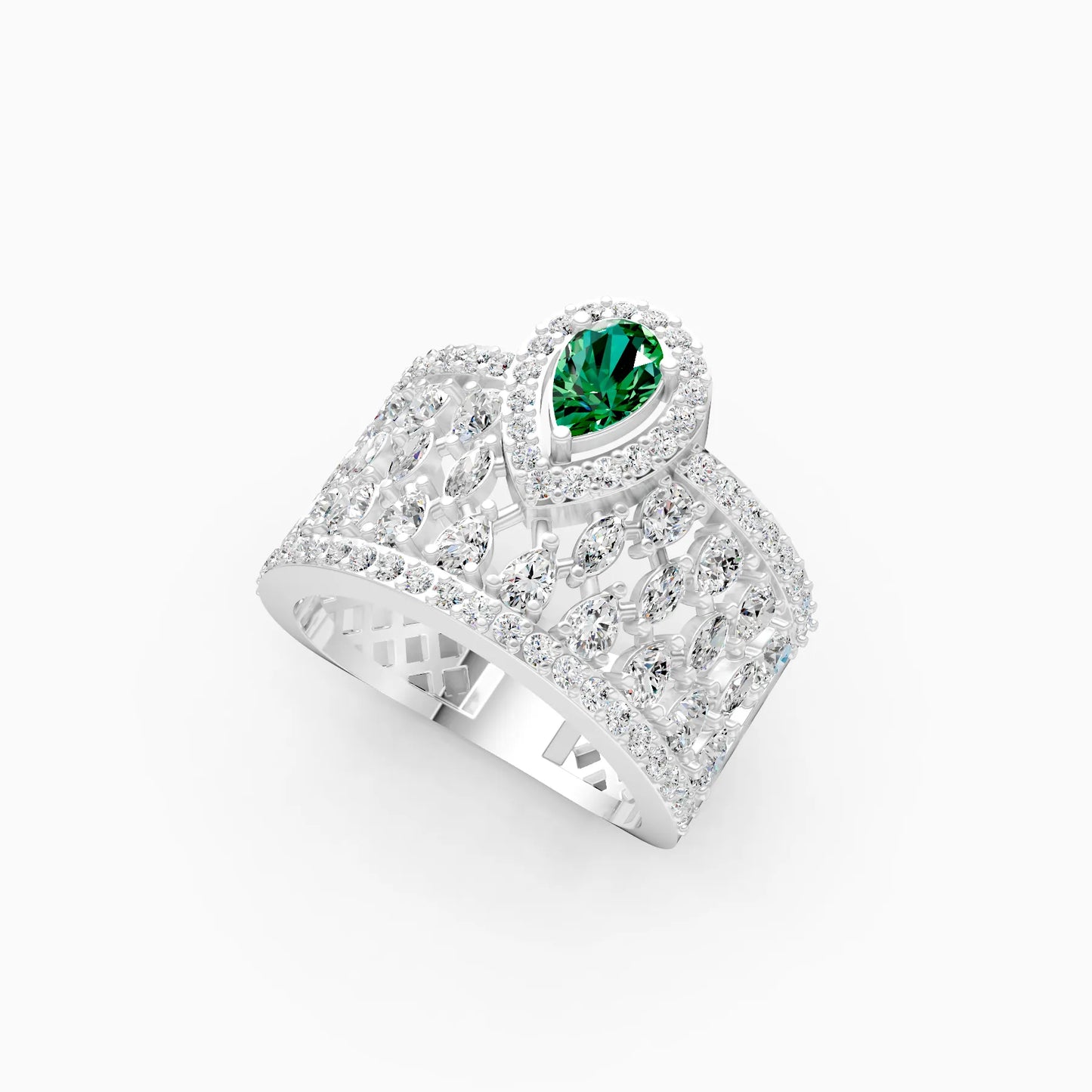 Pear Green Stone Lattice Ring
