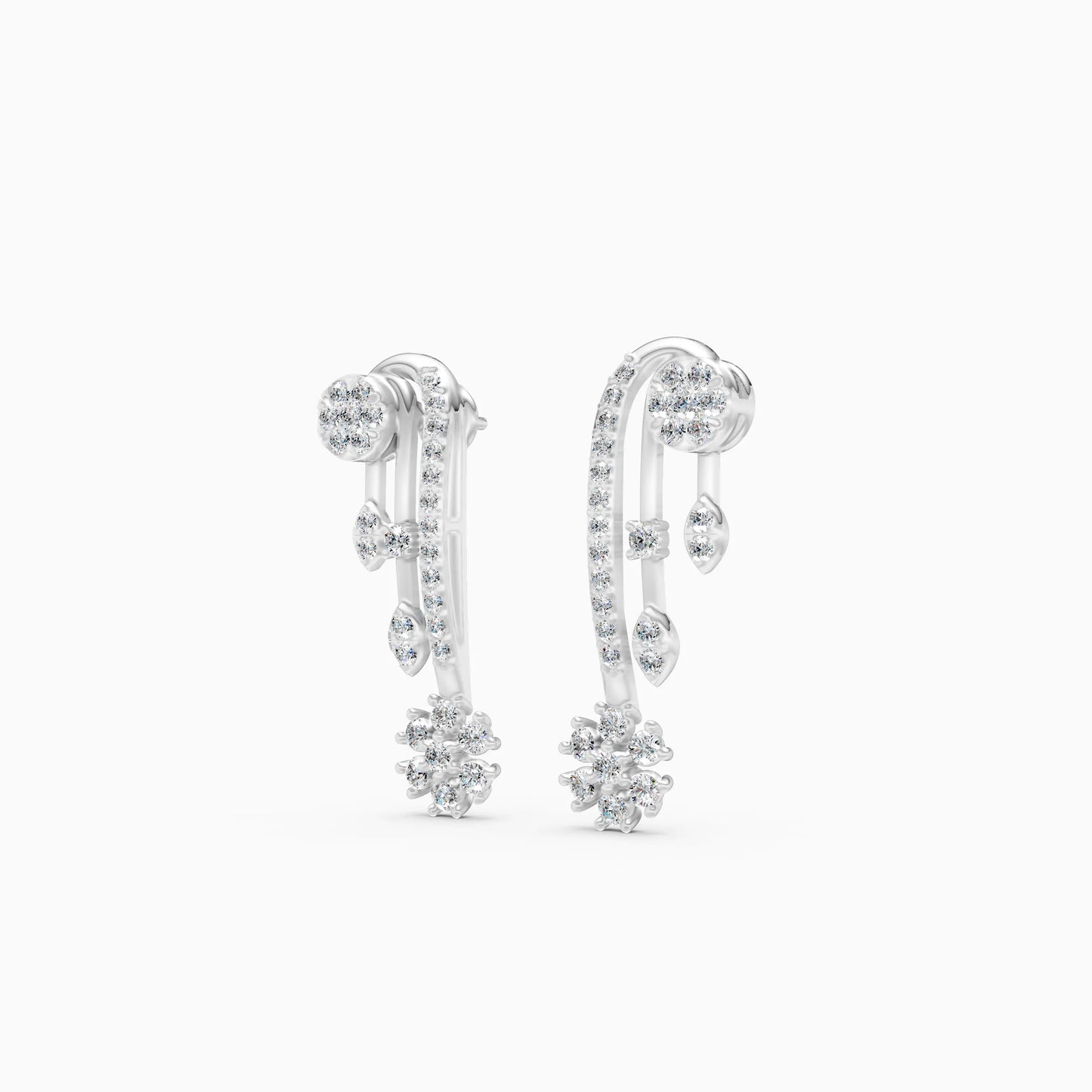 Diamond Cascade Snowflake Earrings