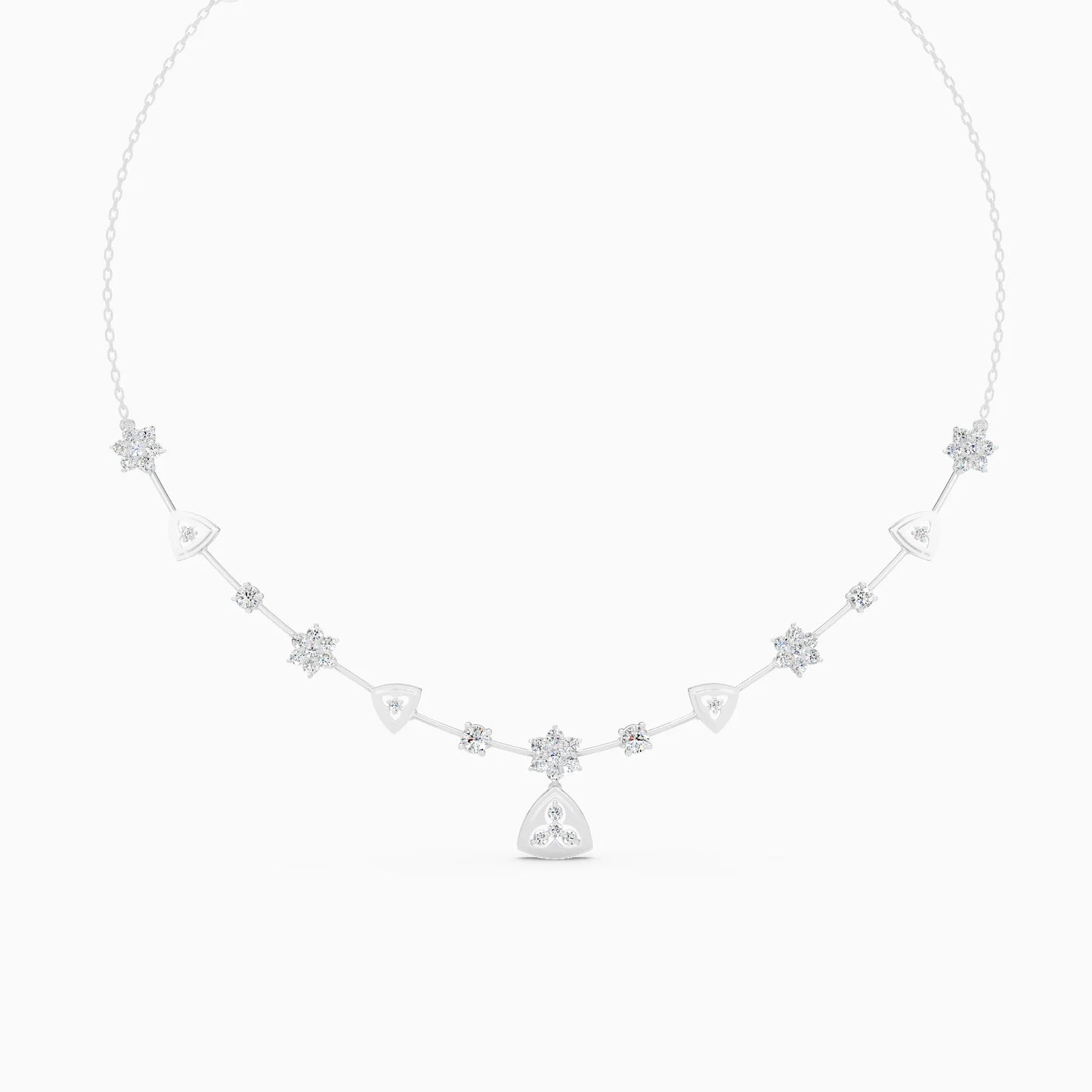 Floral Trillion Station Necklace